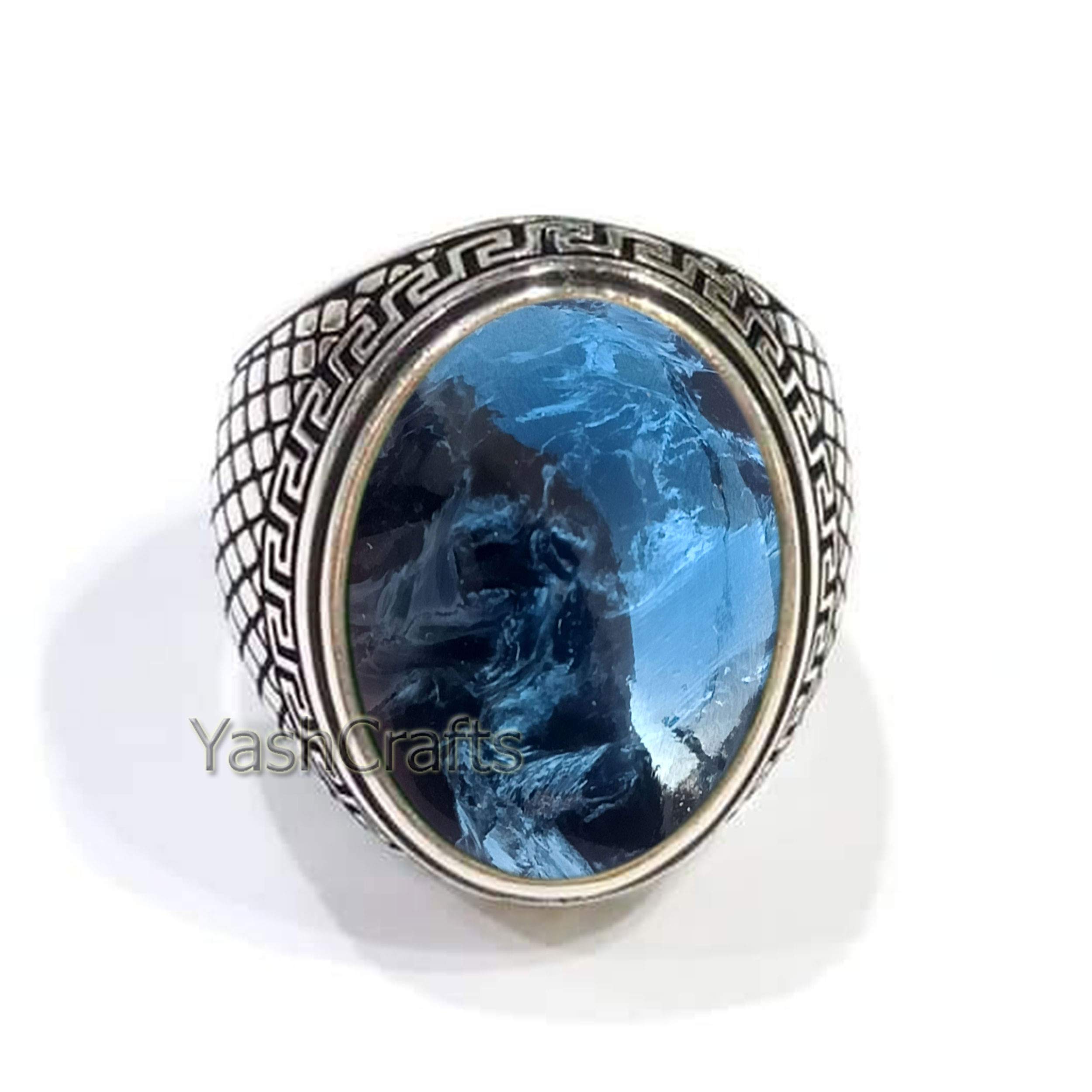 Natural Pietersite Jasper Gemstone Ring - 925 Sterling Silver Unisex Jewelry for Men & Women | Designer Wedding Band, Valentine's Gift for Husband/Wife | Perfect for Everyday Wear, Date Nights & Special Occasions