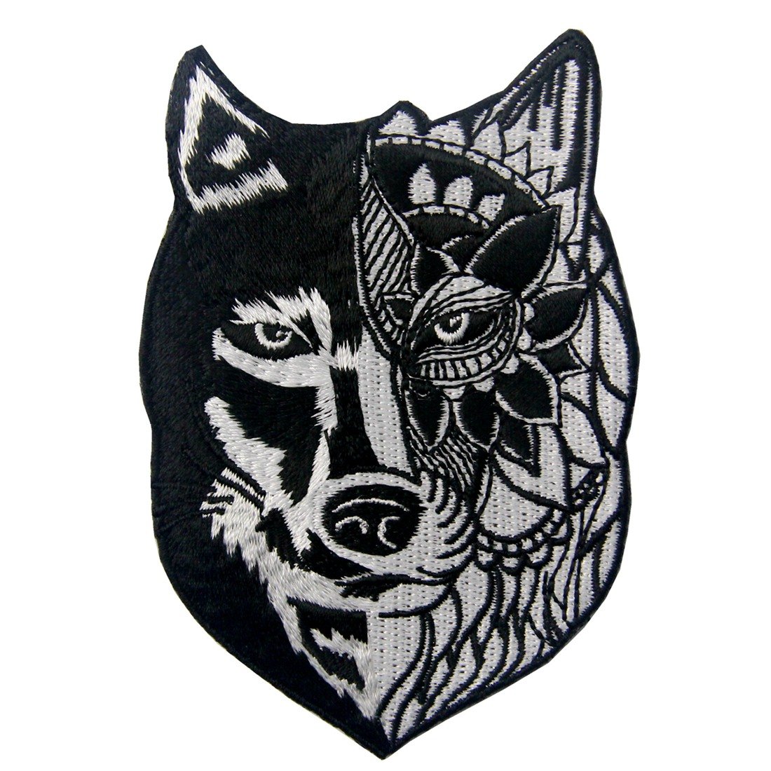 ZEGINs Sunflower Tribal Wolf Applique Embroidered Iron On Patch - DIY Clothing Accessories for Jackets, Bags, Hats & Costume Design