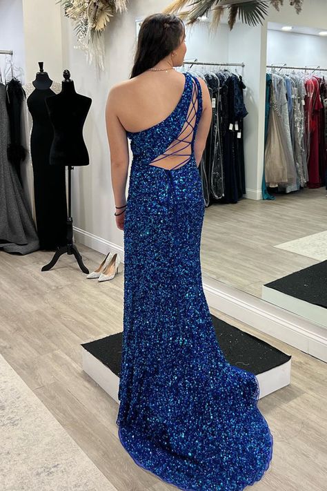 2025 Royal Blue Sequin Prom Dresses - Elegant Long One Shoulder Evening Gown for Homecoming, Formal Dances & Special Occasions