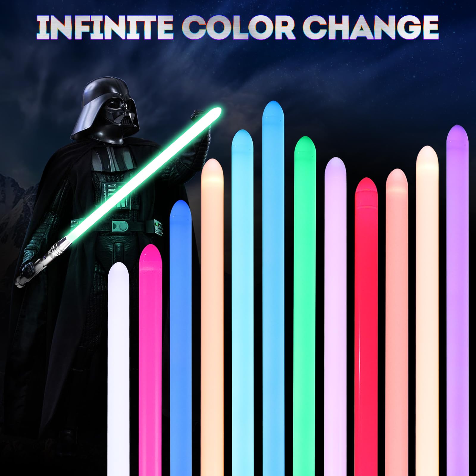 Premium Metal Aluminum Rechargeable Motion Control Lightsaber - Heavy Dueling FX Light Saber with 10 Sound Fonts & 12 RGB Colors for Adults & Kids | Perfect for Cosplay, Star Wars Enthusiasts, Christmas Gifts & Collectors (Silver E15 Model)