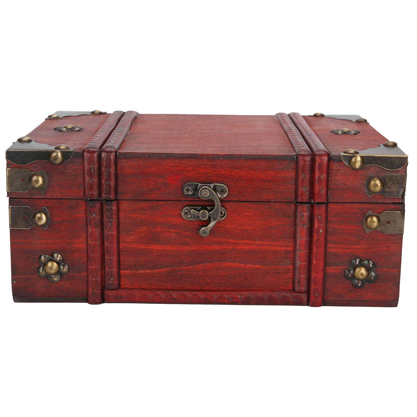 Vintage Wooden Jewelry Box with Mirror - Elegant Retro Storage Organizer for Jewelry, Cosmetics, Rings & Keepsakes | Perfect for Bedroom Vanity, Dresser Top & Gift Giving