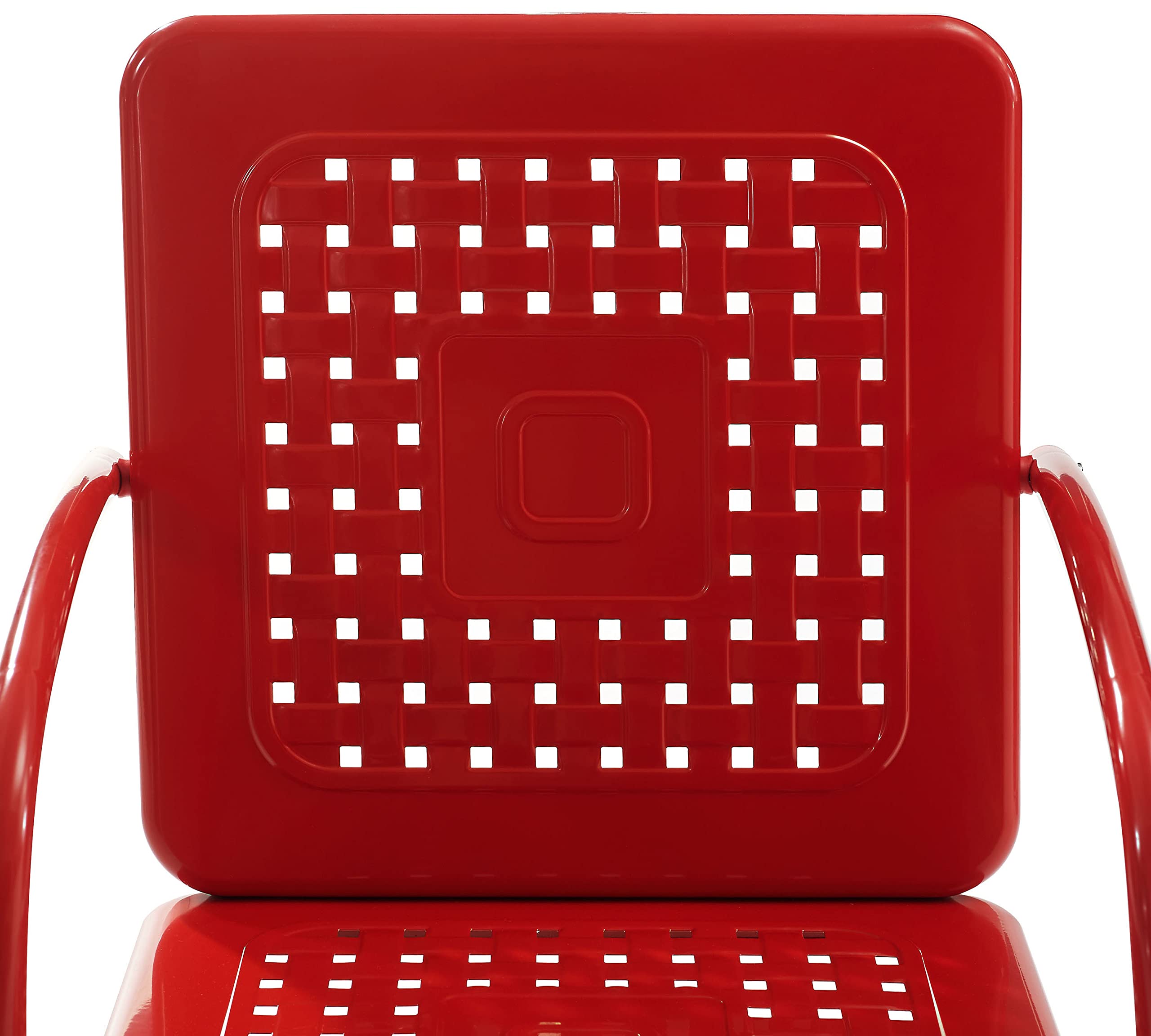 Crosley Furniture Bates 3-Piece Outdoor Bistro Set - Retro Metal Patio Dining Table and Chairs in Bright Red Gloss & White Satin for Garden, Porch, Backyard & Outdoor Entertaining