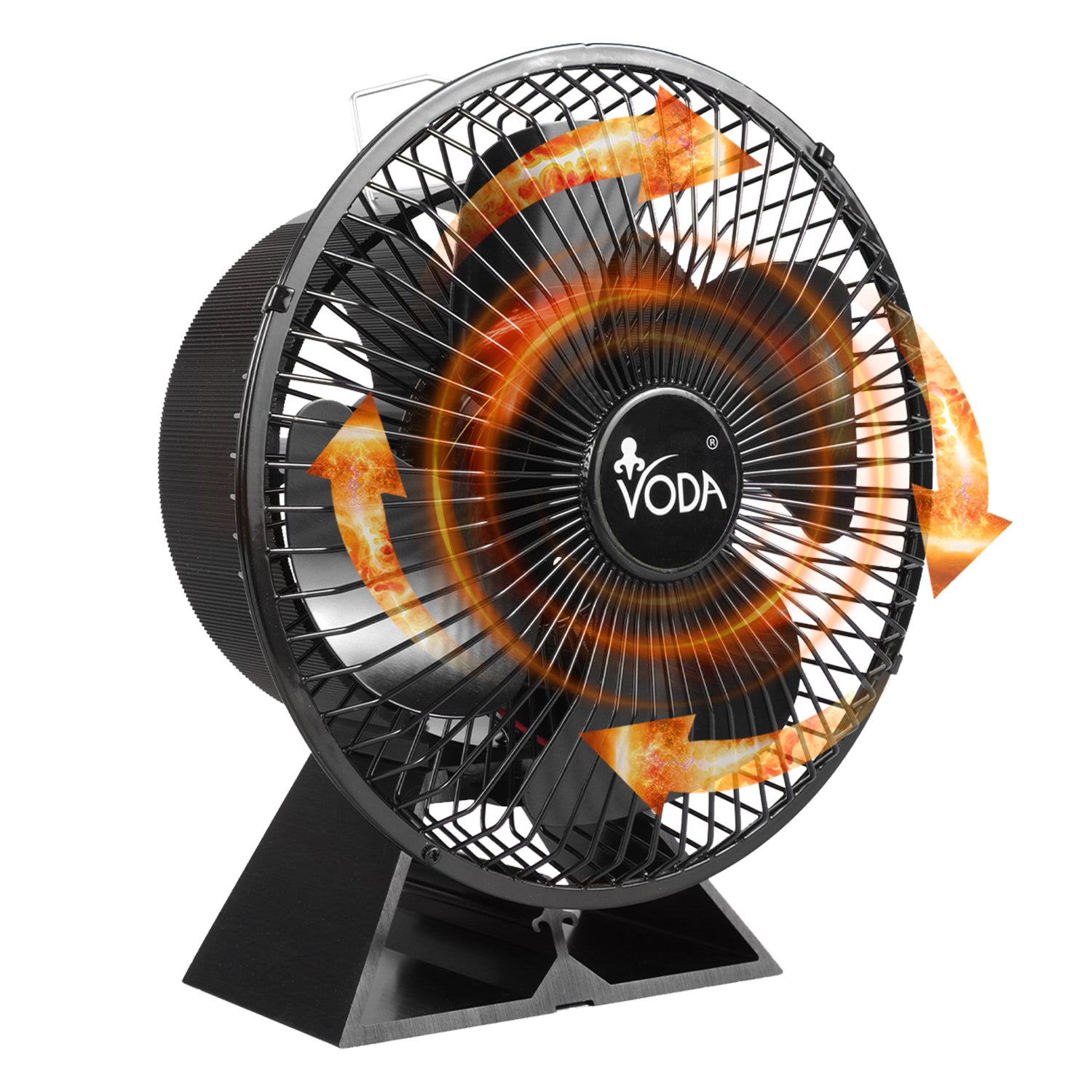 Efficient VODA Heat Powered Stove Fan with 4 Protective Blades - Silent Fireplace Fan for Wood Stoves & Home Heating - Perfect for Energy Saving & Even Heat Distribution in Cabins, Living Rooms & Winter Camping
