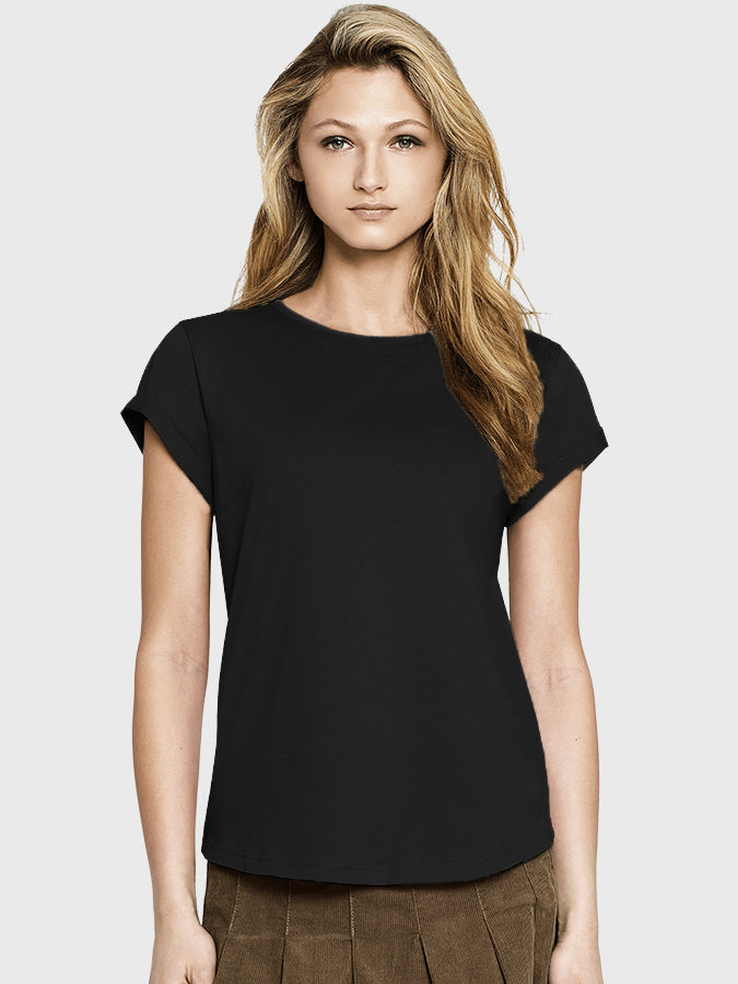 Organic Cotton Rolled Sleeve T-Shirt for Women - Comfortable Yoga Studio Top | Perfect for Yoga, Pilates & Casual Wear