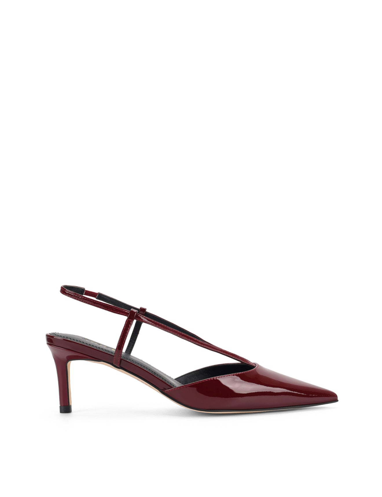 Dreamer Slingback Kitten Heels - Women's Wine Red Patent Leather Low Heel Shoes for Work, Office & Special Occasions