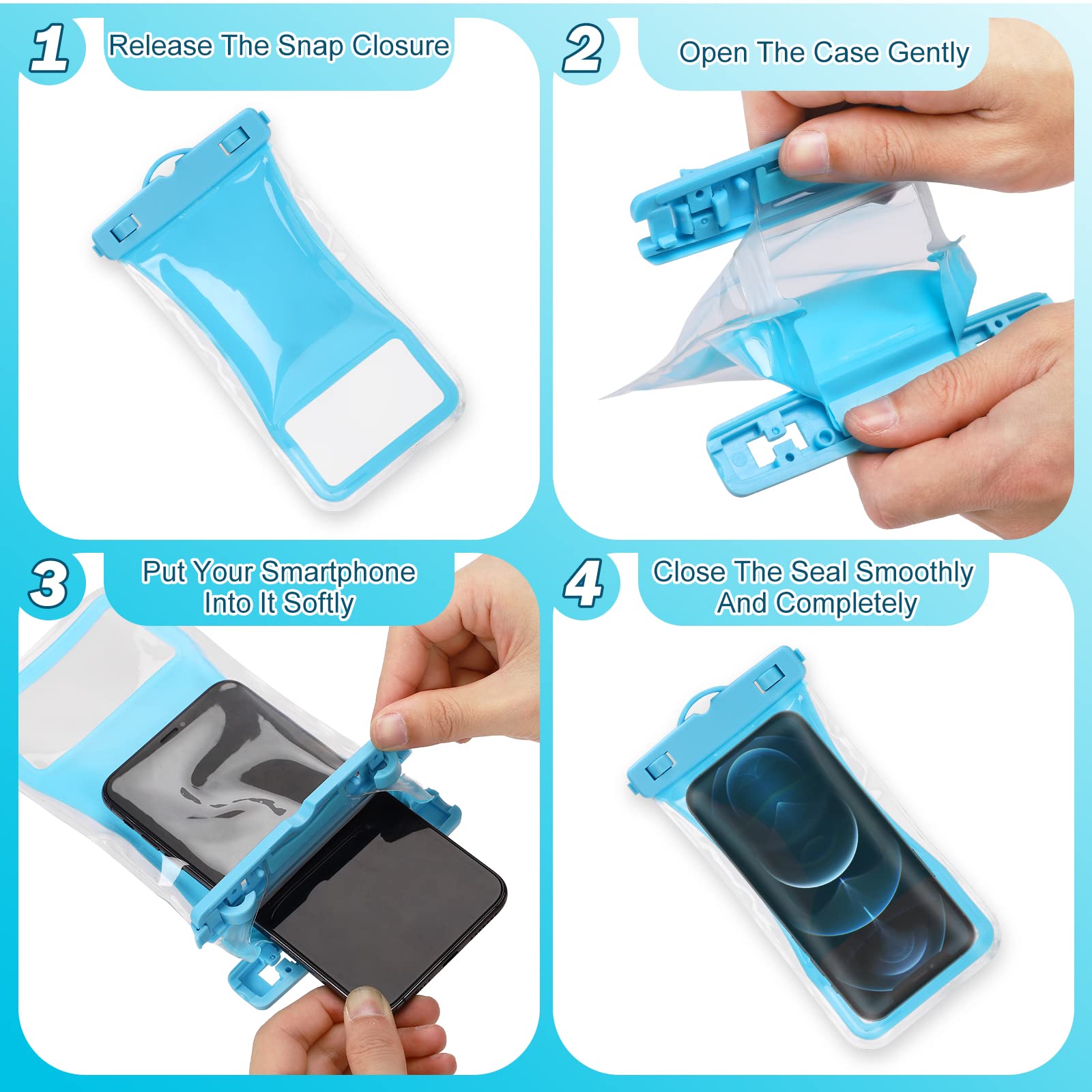 **UrbanX Universal Waterproof Phone Pouch - 3 Pack Mixed Colors - Dry Bag Case for Smartphones Up to 7