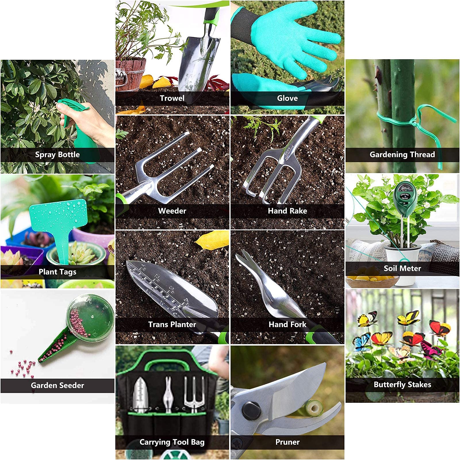 28-Piece CZX Heavy Duty Garden Tool Set with 3-in-1 Soil Moisture Meter, Aluminum Pruning Shears & Storage Bag - Perfect Gardening Gift for Men & Women - Ideal for Home Gardening, Landscaping & Outdoor Planting