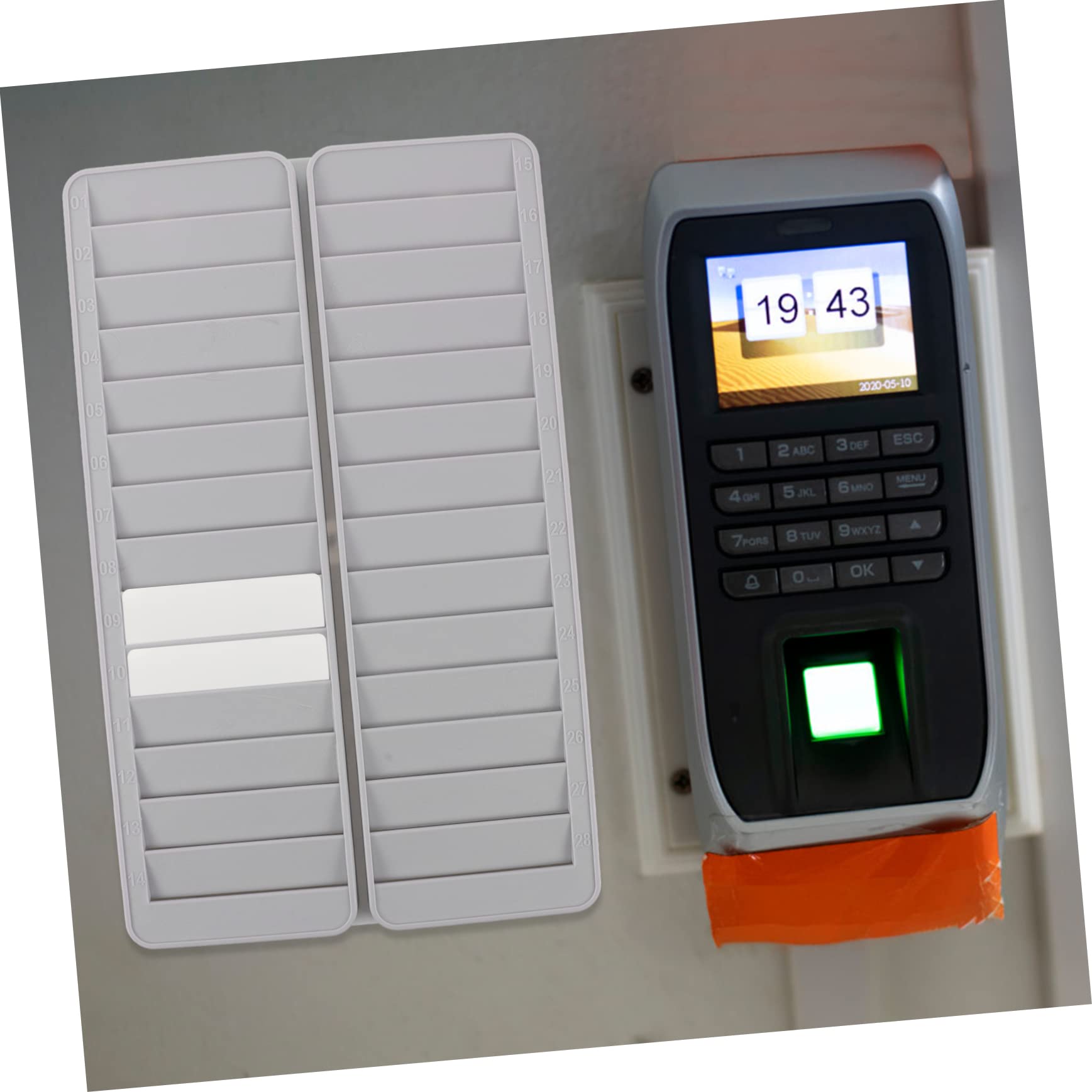 28-Slot Plastic Business Card Holder - Vertical Wall Mount Rack for Time Cards, Attendance Machine Cards & Business Cards | Durable PP Material | Office Organization & Retail Display Solution