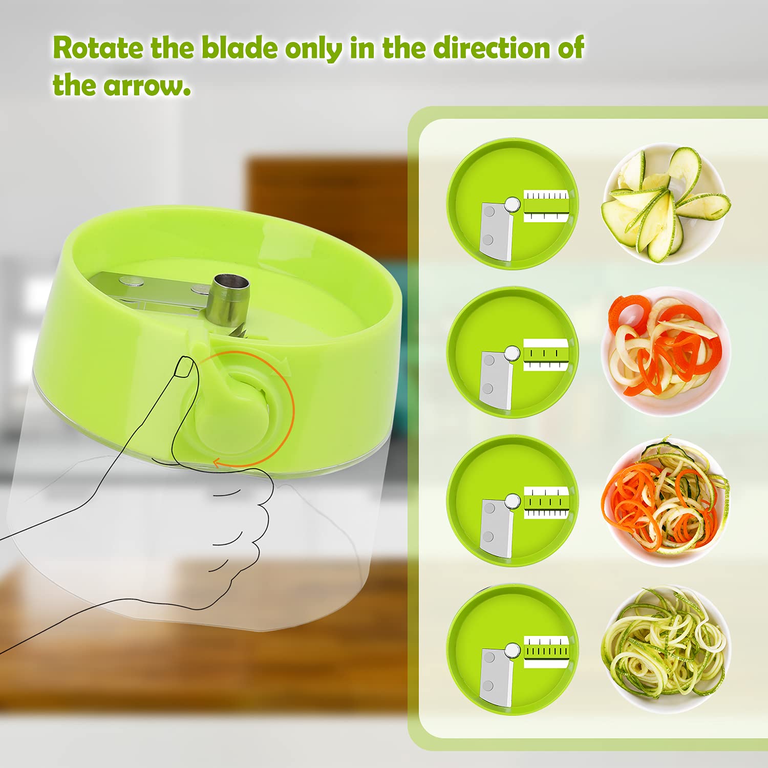 4-in-1 Vegetable Spiralizer - Zucchini Noodle Maker for Healthy Zoodles, Pasta & Salads | Perfect for Low-Carb, Keto & Vegan Diets | Kitchen Gadget for Meal Prep & Healthy Eating