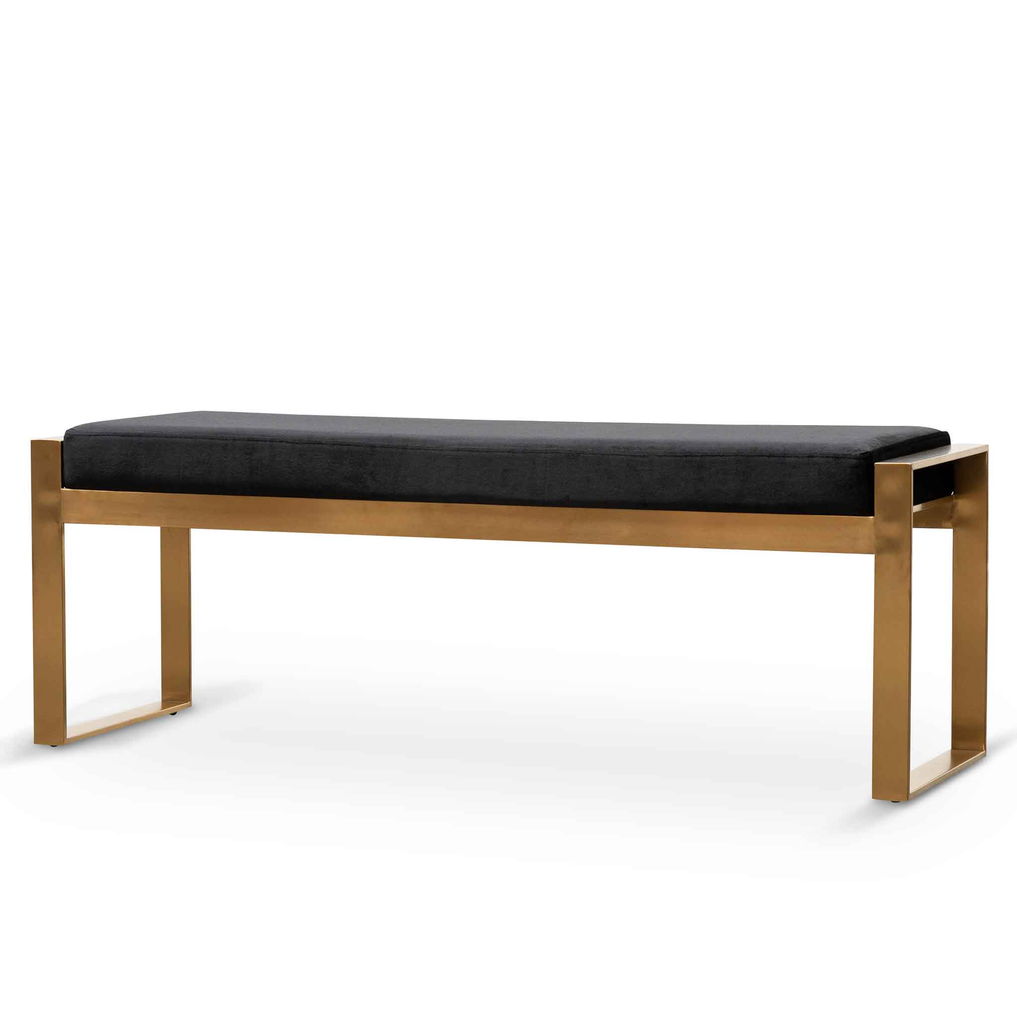 Luxury Black Velvet Ottoman with Gold Base - Elegant Footstool for Living Room, Bedroom & Home Decor | Perfect for Lounging, Storage & Stylish Seating