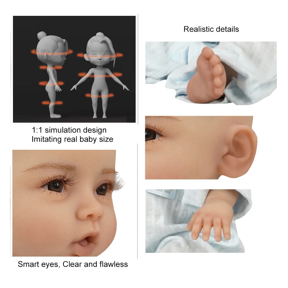 SUAISKR 18 Inch Realistic Reborn Baby Doll - Handmade Lifelike Silicone Toddler Boy with Full Body Silicone (Bronze Skin Tone) | Perfect for Collectors, Photography Props, Therapy, and Gift Giving