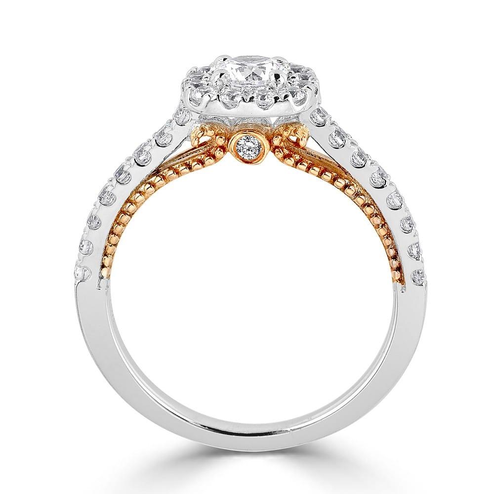 14KT Gold 3/4 CTW Diamond Milgrain Cushion Halo Engagement Ring for Women - Perfect for Proposals, Anniversaries & Special Occasions