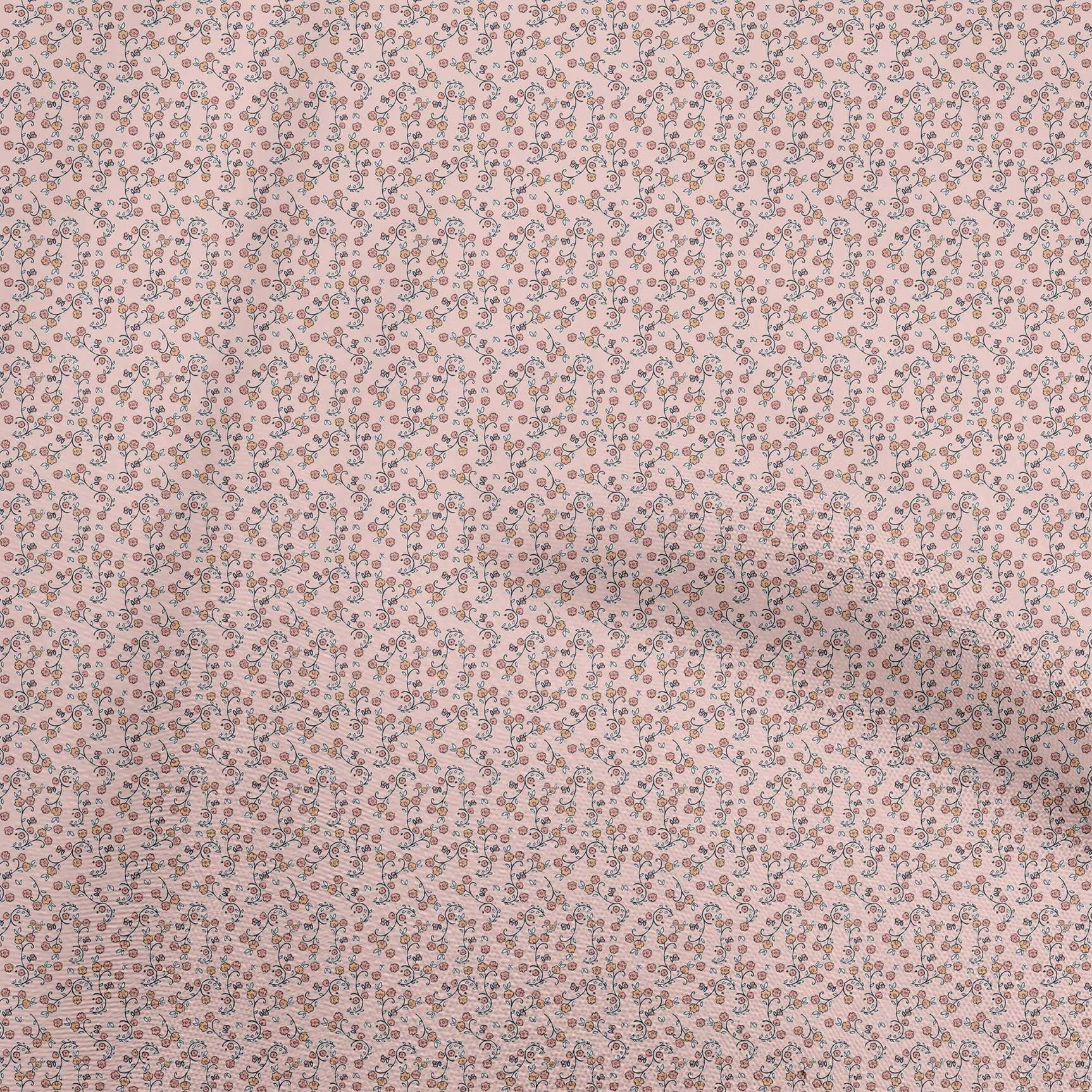 oneOone Cotton Cambric Light Pink Floral Ditsy Print Fabric by The Yard - 56 Inch Wide Soft Dress Material for DIY Clothing, Quilting & Home Decor Projects