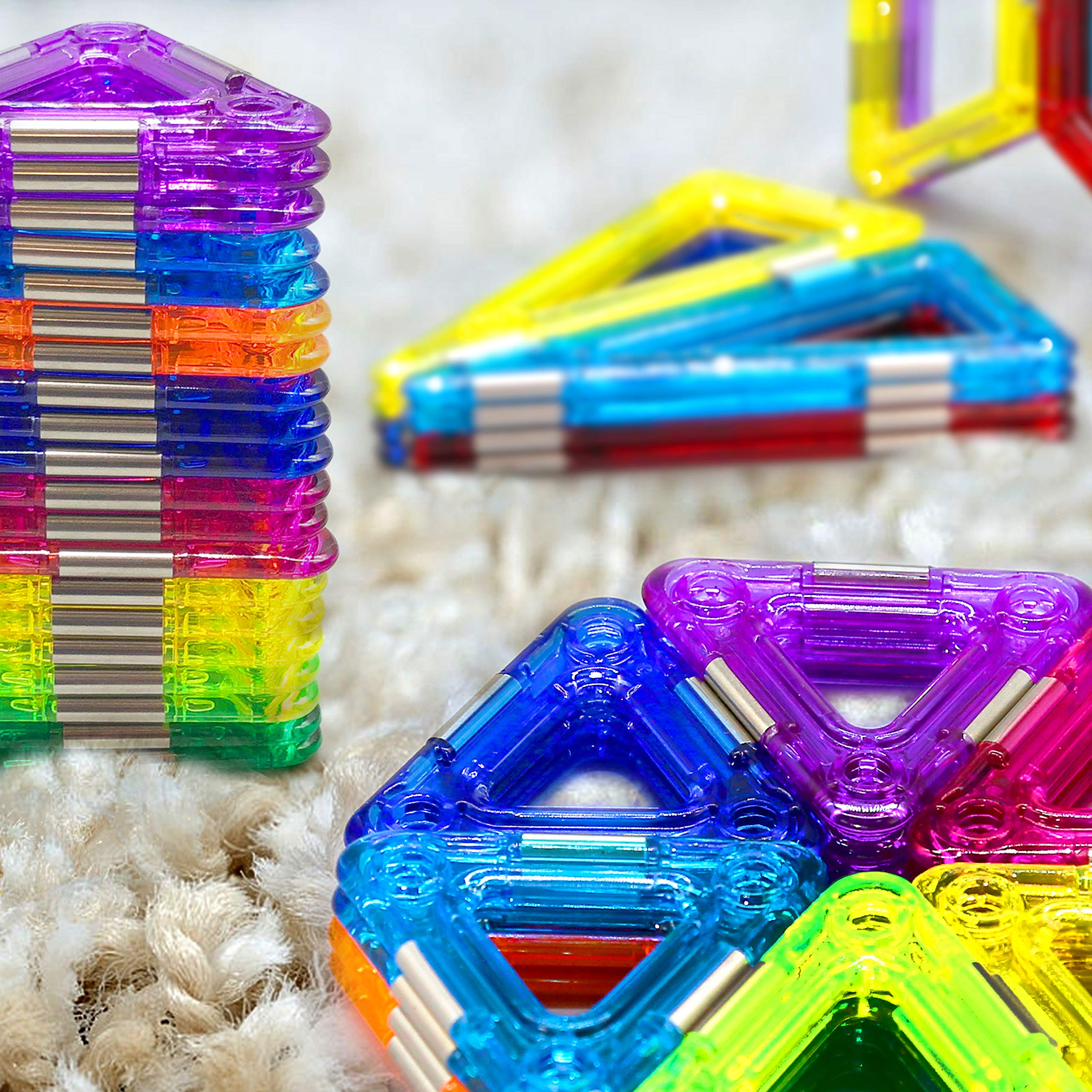 Magnetic Building Blocks for Kids - 102pcs Educational STEM Toys with Car Accessories, Safe Preschool Learning Toys for 3+ Year Old Boys & Girls | Creative Play, Classroom Activities, Birthday Gifts - Hurtle HURMT102
