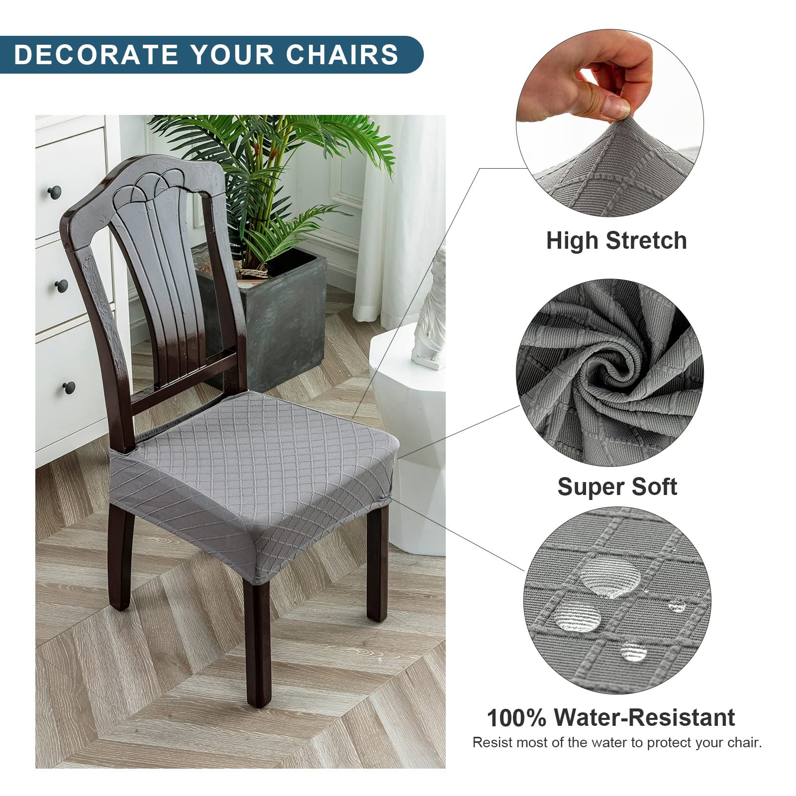 Waterproof Chair Covers for Dining Room - Durable Slipcovers for Kitchen & Dining Chairs - Spill & Stain Protection - Perfect for Family Meals, Parties & Everyday Use