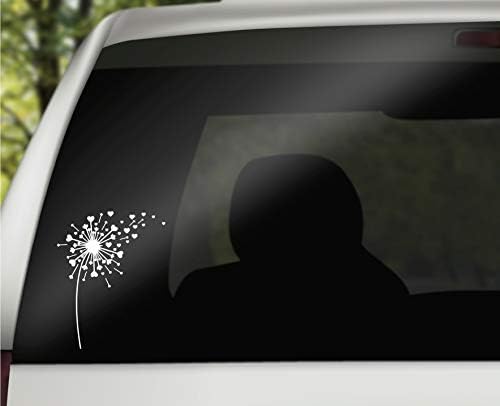 Heart Dandelion Vinyl Decal Sticker - White Waterproof Decorative Sticker for Car Windows, Laptops, Tablets, Water Bottles - 5.5 x 7.0 Inch - Made in USA by Foxtail Decals - Perfect for Home Decor, Office, Gifts & DIY Crafts