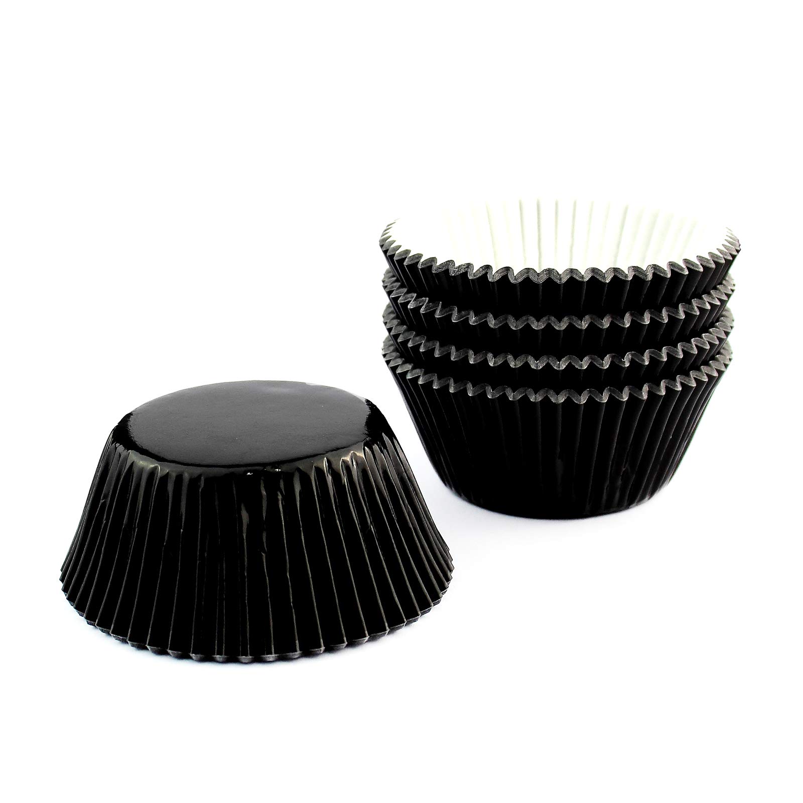 Premium Black Foil Cupcake Liners - Standard Size Baking Wrappers (100 Count) - Perfect for Birthday Parties, Wedding Desserts & Holiday Baking
