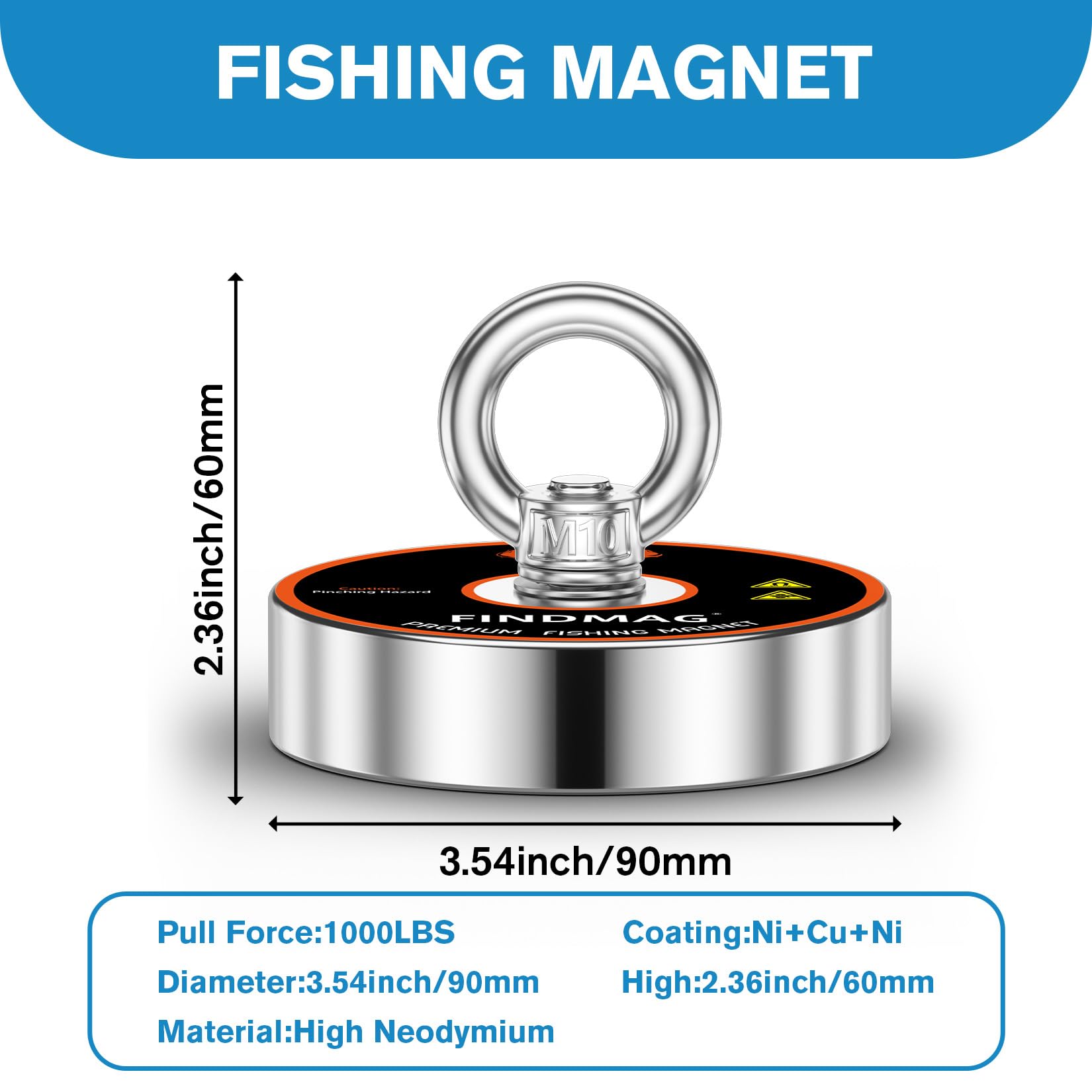 **FINDMAG 1000lbs Pulling Force Magnet Fishing Kit – Heavy Duty 3.54