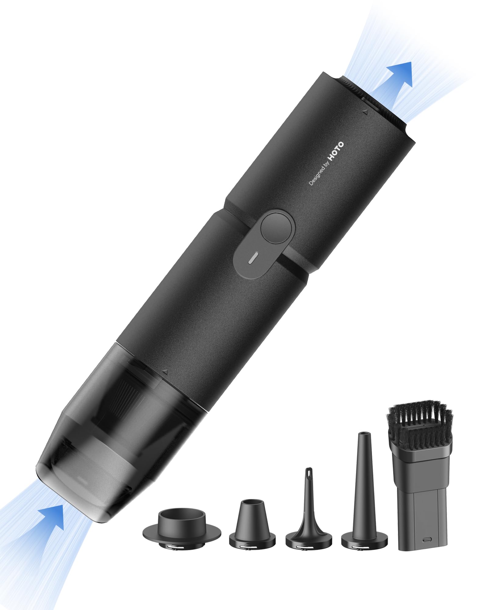 HOTO Cordless Handheld Vacuum Cleaner - 15000Pa Powerful Suction, 4-in-1 Portable Electric Air Duster for Computer, Keyboard, Car & Home Use | Compact Dust Buster & Air Blower for Office Desk, Electronics & Small Spaces Cleaning