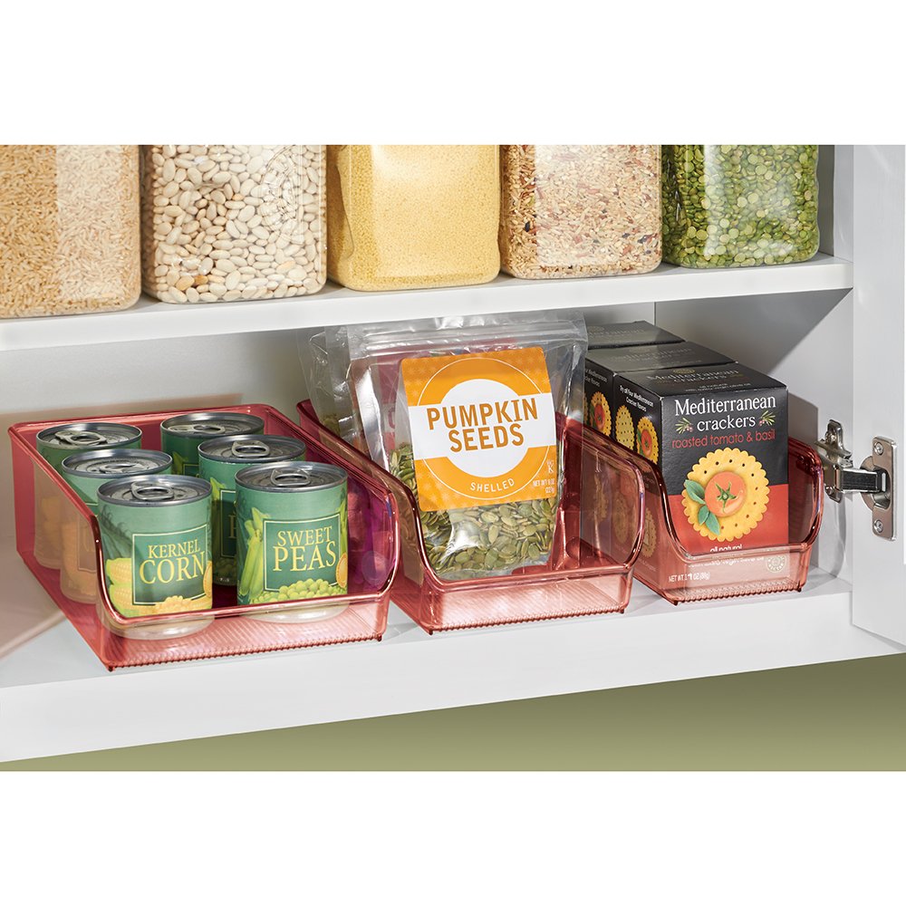 InterDesign Linus Kitchen Storage Containers for Pantry, Refrigerator & Freezer - Airtight Food Organizer Bins in Scarlet Red | Perfect for Meal Prep, Leftovers & Bulk Food Storage