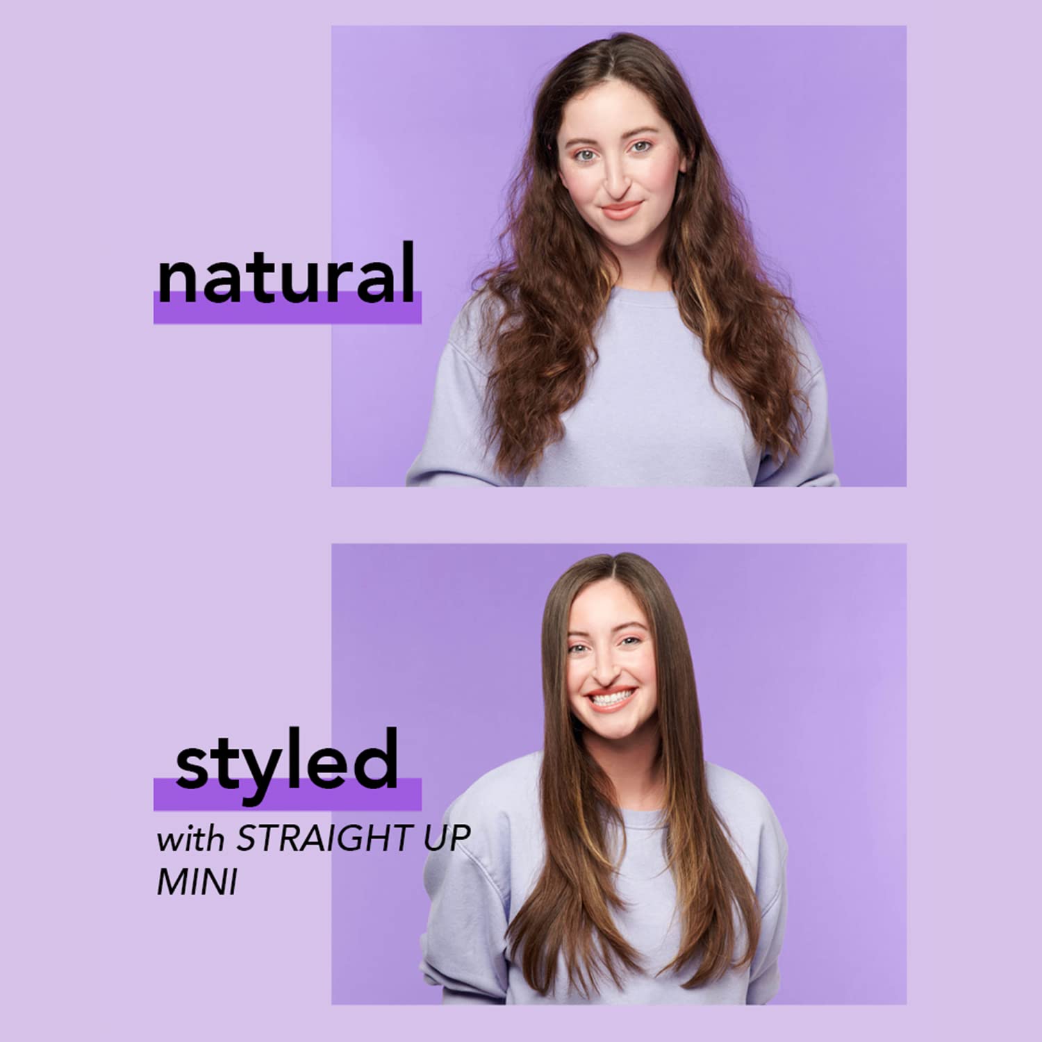InStyler Straight UP Mini Ceramic Heated Styling Brush - Travel Size Hair Straightener | Fast Heating up to 400°F | 45 Ceramic Plates for Smooth & Shiny Hair | Perfect for Home, Travel & On-The-Go Styling