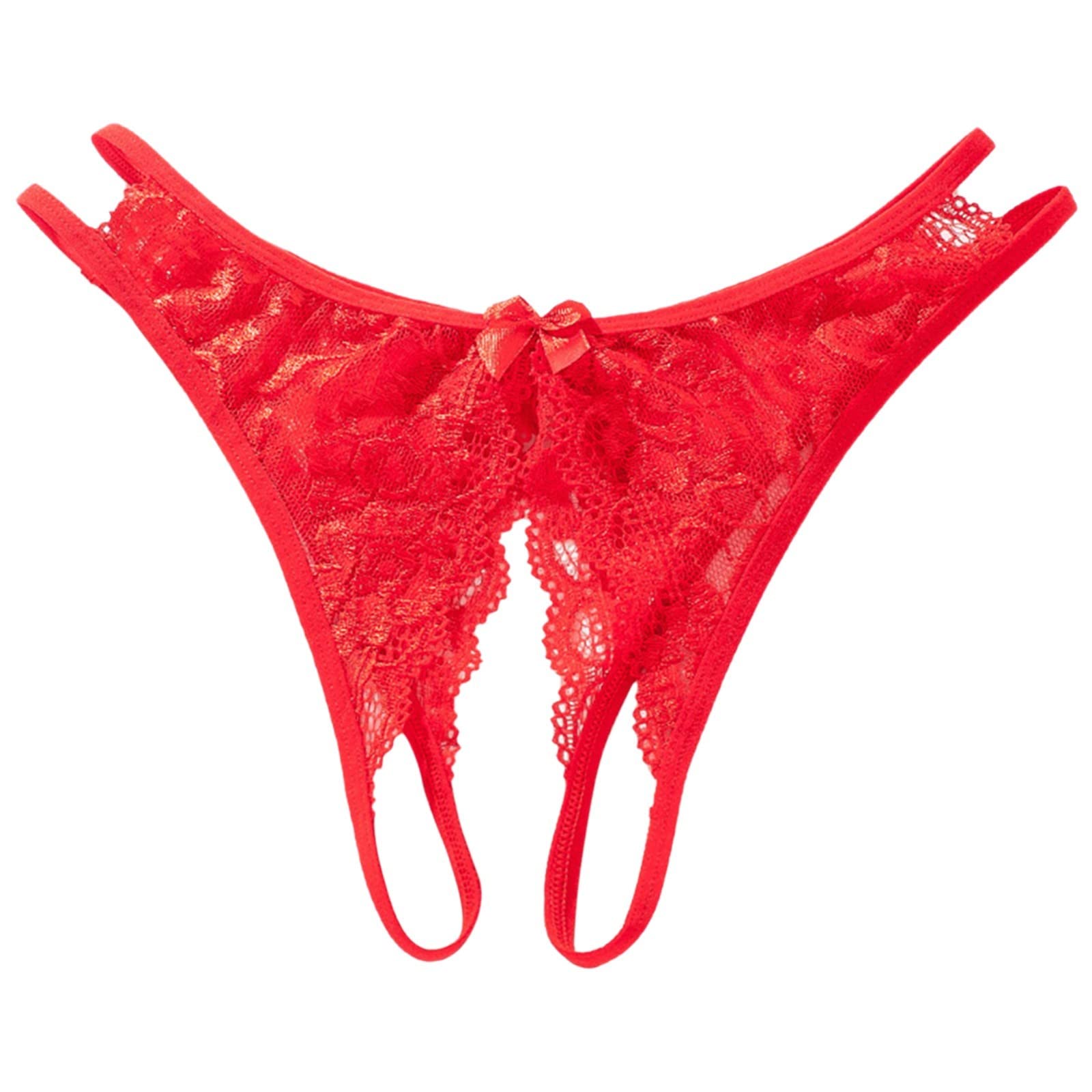 Sexy Women's Crotchless Lace Underwear - Floral Bowknot Thong Panties with T-Back & Mesh Cutout Design | Perfect for Valentine's Day, Boudoir Photography & Intimate Moments