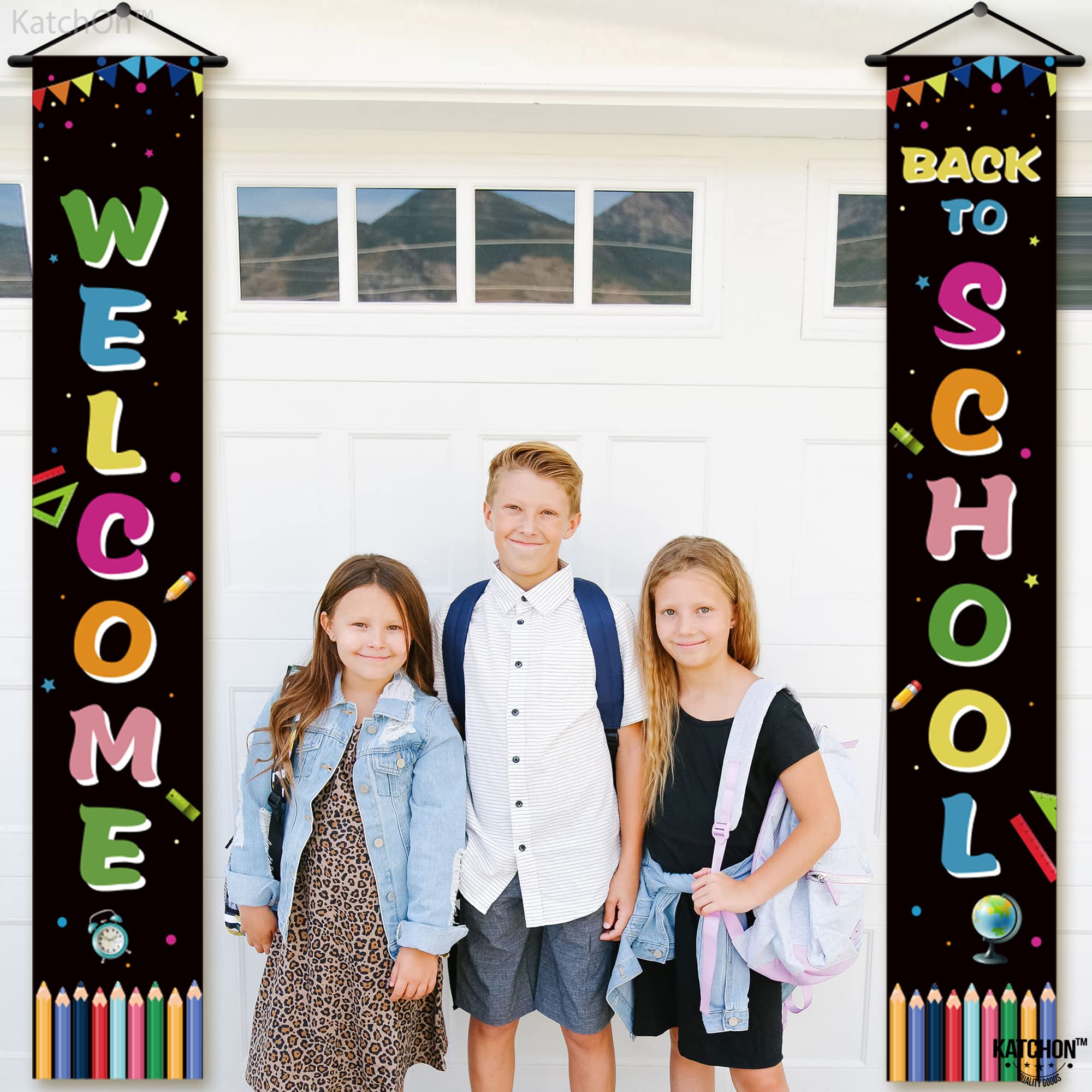 KatchOn Extra Large Welcome Back to School Banner - 72x12 Inch, First Day of School Decorations for Classroom Doors & Walls | Perfect for School Decor, Teacher Welcome Signs, Back to School Parties & Photo Backdrops