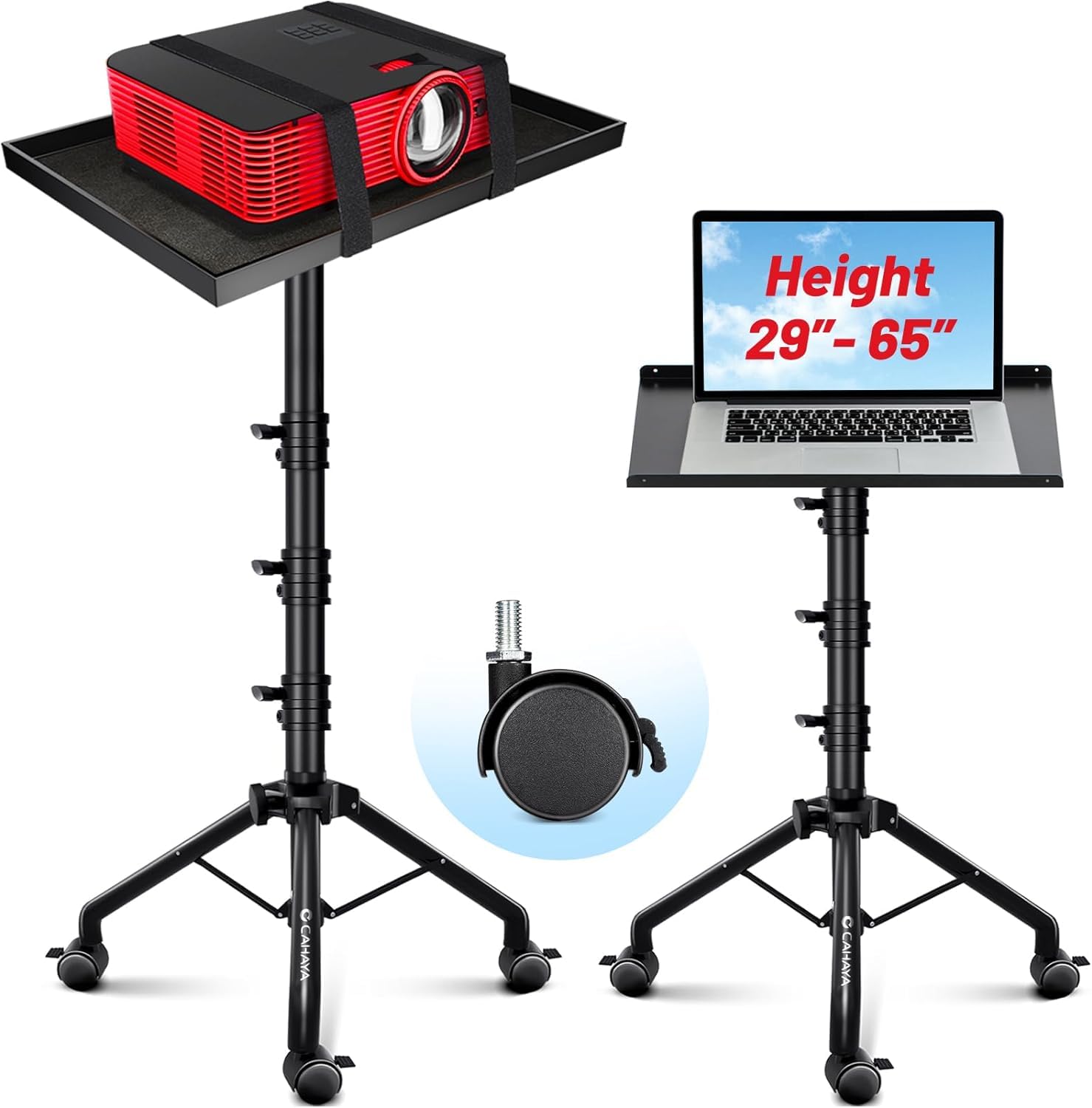 Universal Adjustable Floor Stand for Projectors - Heavy Duty Removable Stand with Wheels & Height Adjustment - Perfect for Home Theater, Classroom, and Office Presentations