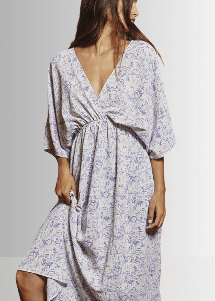 Adalyn V-Neck Kimono Maxi Dress for Women - Flowy Long Sleeve Boho Beach Cover Up Dress for Summer Vacation, Party & Wedding Guest Outfit