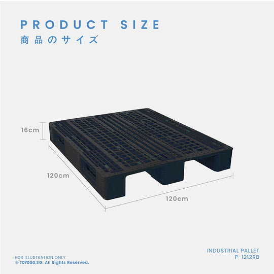 Black Industrial Plastic Pallet P1212 - Heavy-Duty Storage & Shipping Solution for Warehouses, Factories & Logistics