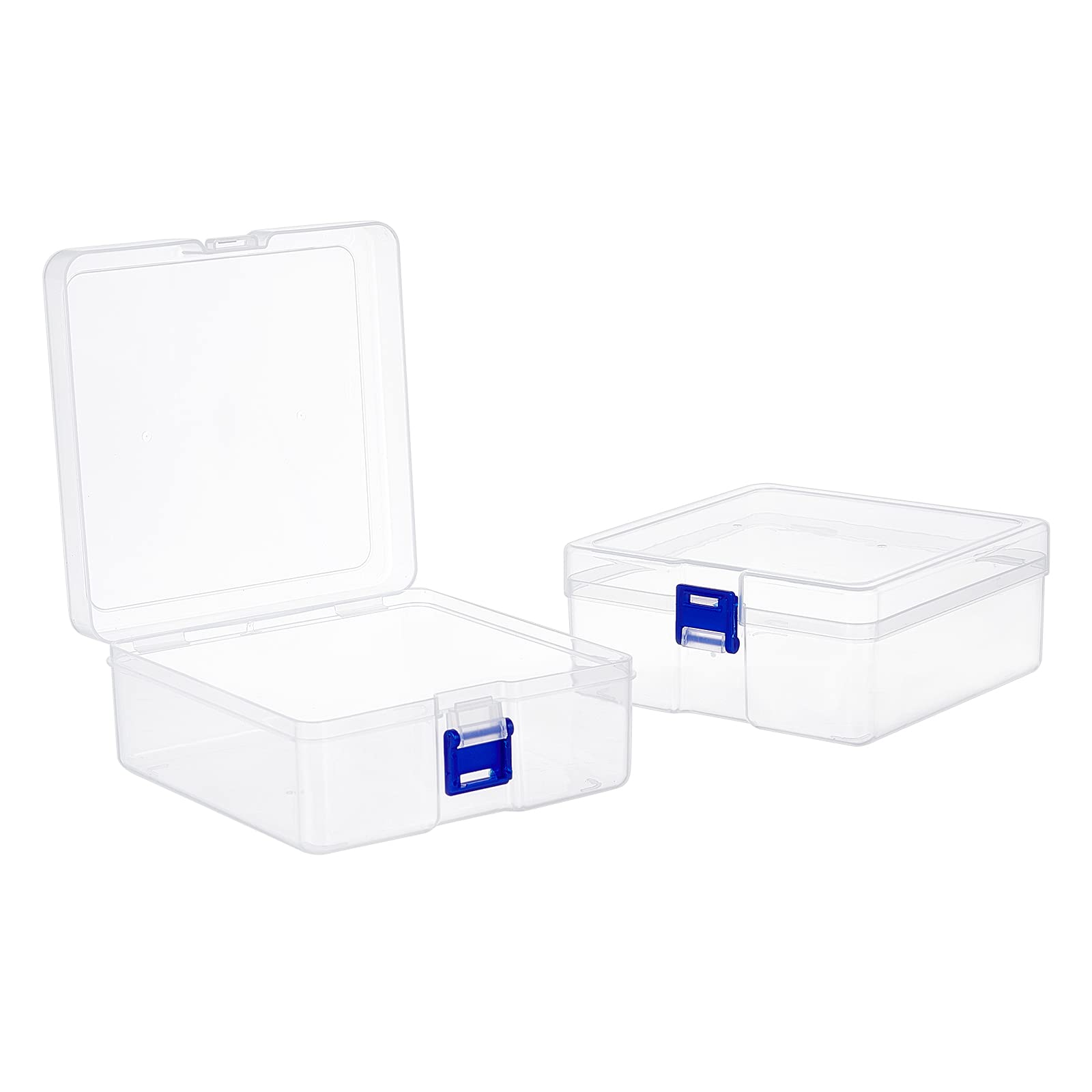 SUPERFINDINGS 2 Pack Clear Plastic Beads Storage Containers with Lids - Square Organizer Box for Jewelry, Office & Craft Supplies (5.8x5.8x2.5in) - Perfect for DIY Projects, Bead Sorting & Home Organization