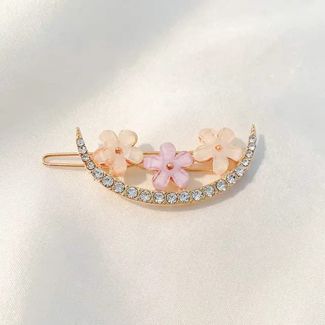 WUKAYA 4 Pcs Korean Rhinestone Hair Clips - Moon & Heart Shaped Barrettes for Women & Girls | Shiny Fashion Hair Accessories | Perfect for Parties, Weddings & Daily Styling