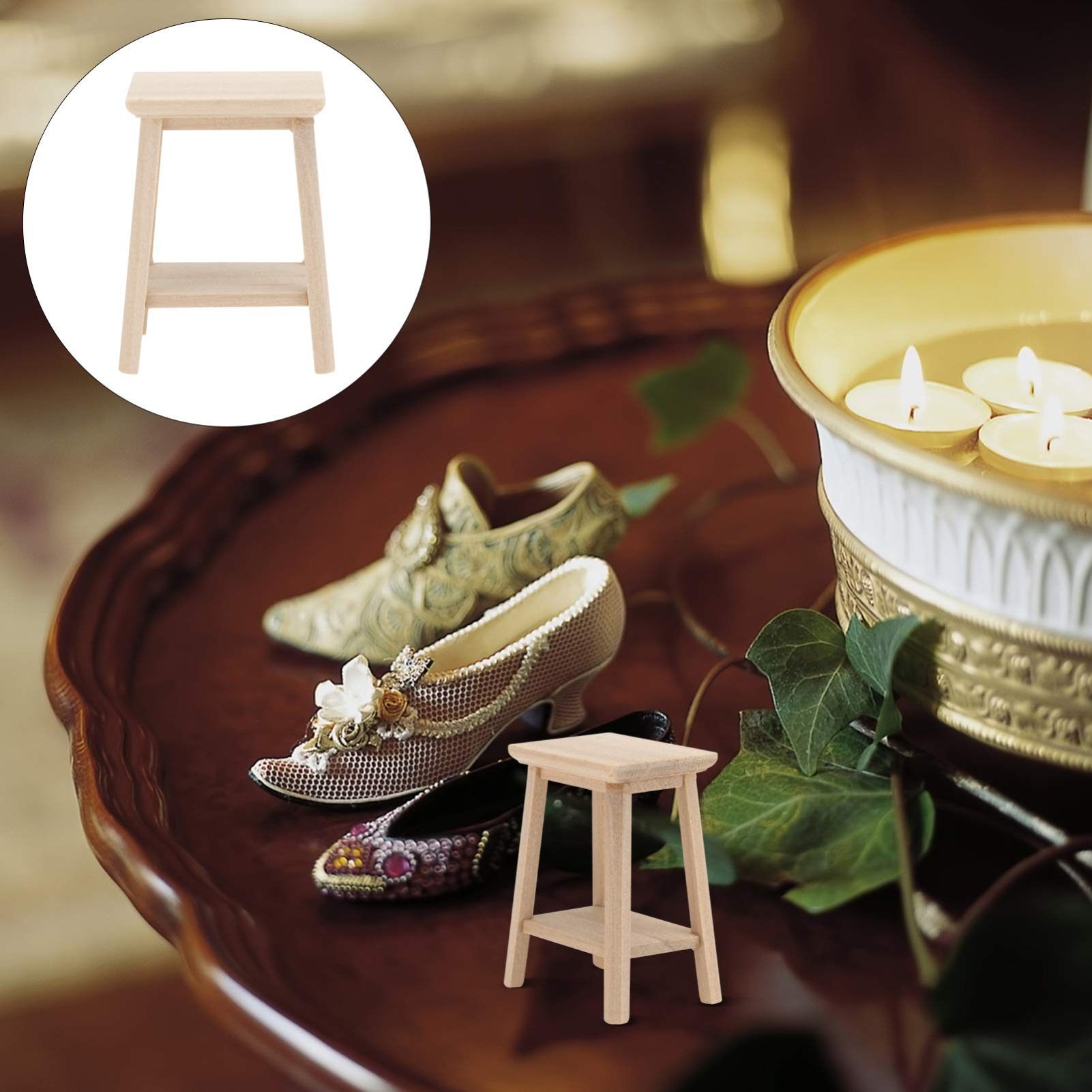NUOBESTY Miniature Wooden Stool Model - DIY Bonsai Furniture Accessory, Tiny House Decor, Mini Wood Stool for Dollhouse, DIY Crafts, and Model Scenes | Perfect for Miniature Displays, DIY Projects, and Home Decor