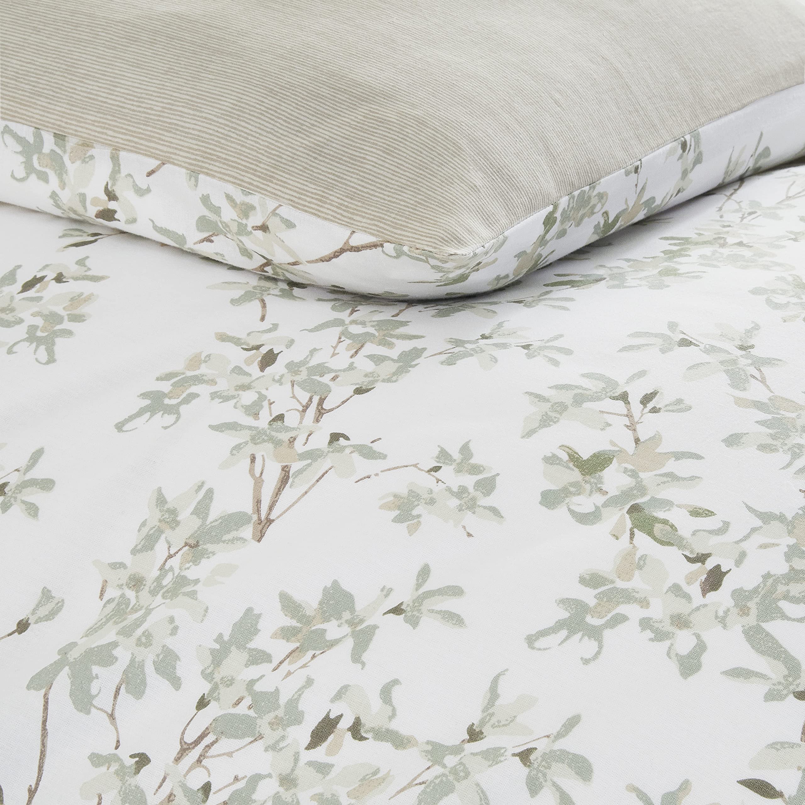 Laura Ashley King Duvet Cover Set - Reversible Cotton Bedding for All Seasons (Lindy Green) - Perfect for Master Bedroom