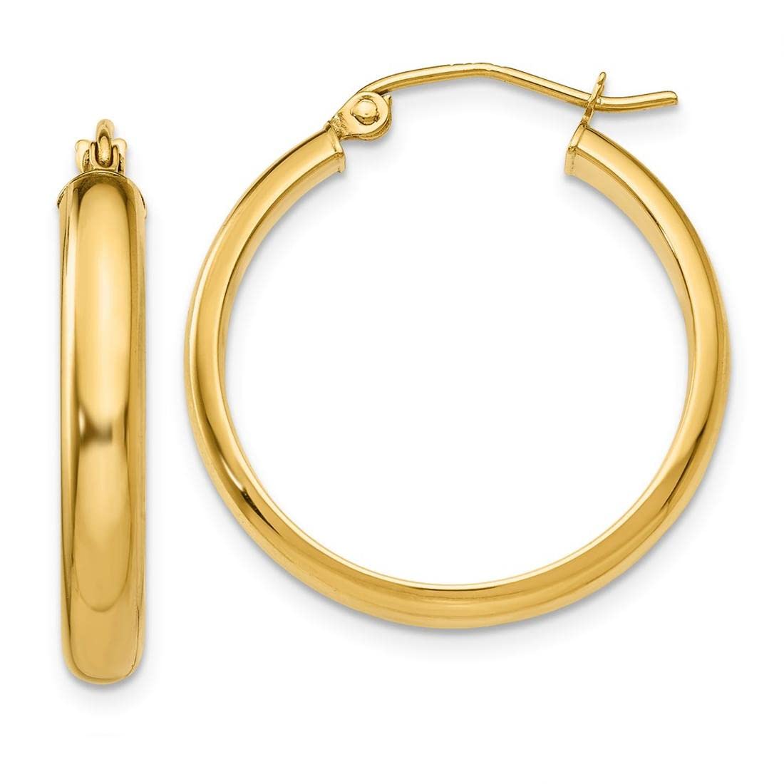 14K Yellow Gold Round Tube Hoop Earrings for Women - Classic Dainty Everyday Jewelry - Perfect for Work, Date Night & Special Occasions