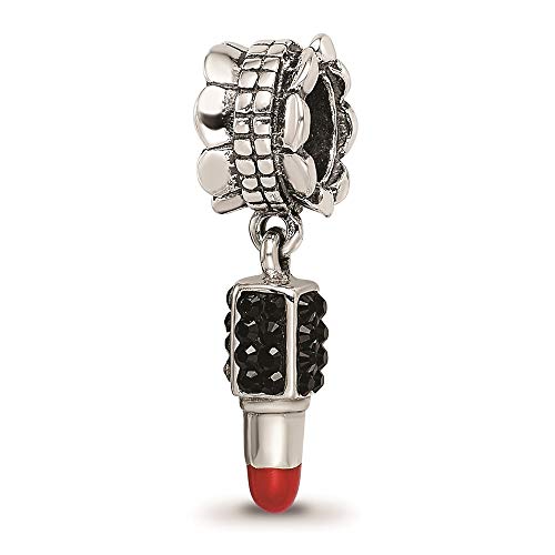 Ryan Jonathan Sterling Silver Red Enamel Lipstick Charm Pendant - Dangle Bead Crystal Jewelry for Women - Perfect Gift for Birthdays, Anniversaries & Special Occasions
