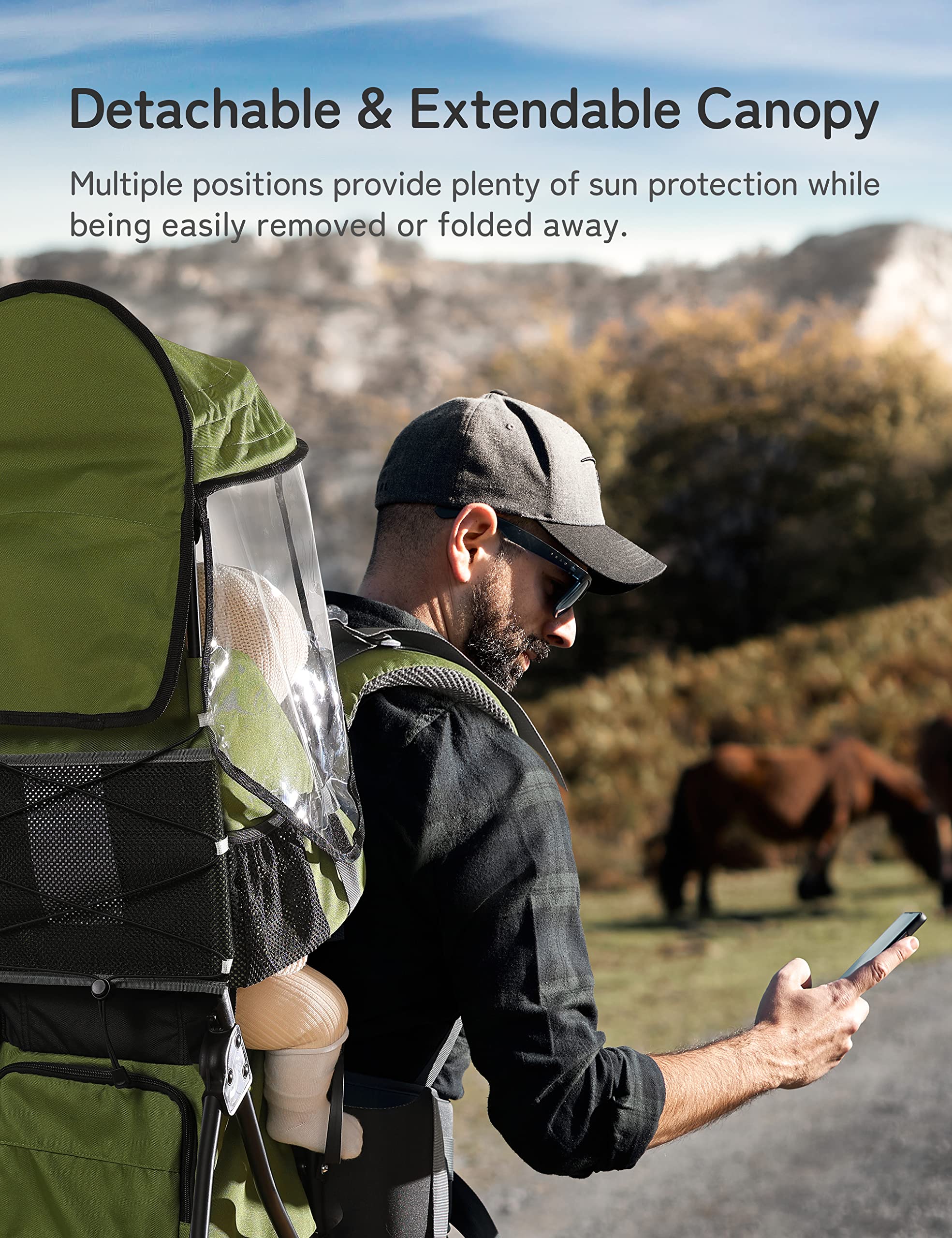 **Besrey Baby Backpack Carrier – Adjustable Toddler Hiking Backpack with 3-Height Safety Seat, Lightweight Foldable Frame & Large Capacity – Perfect for Outdoor Adventures, Travel & Family Hiking (Army Green)**