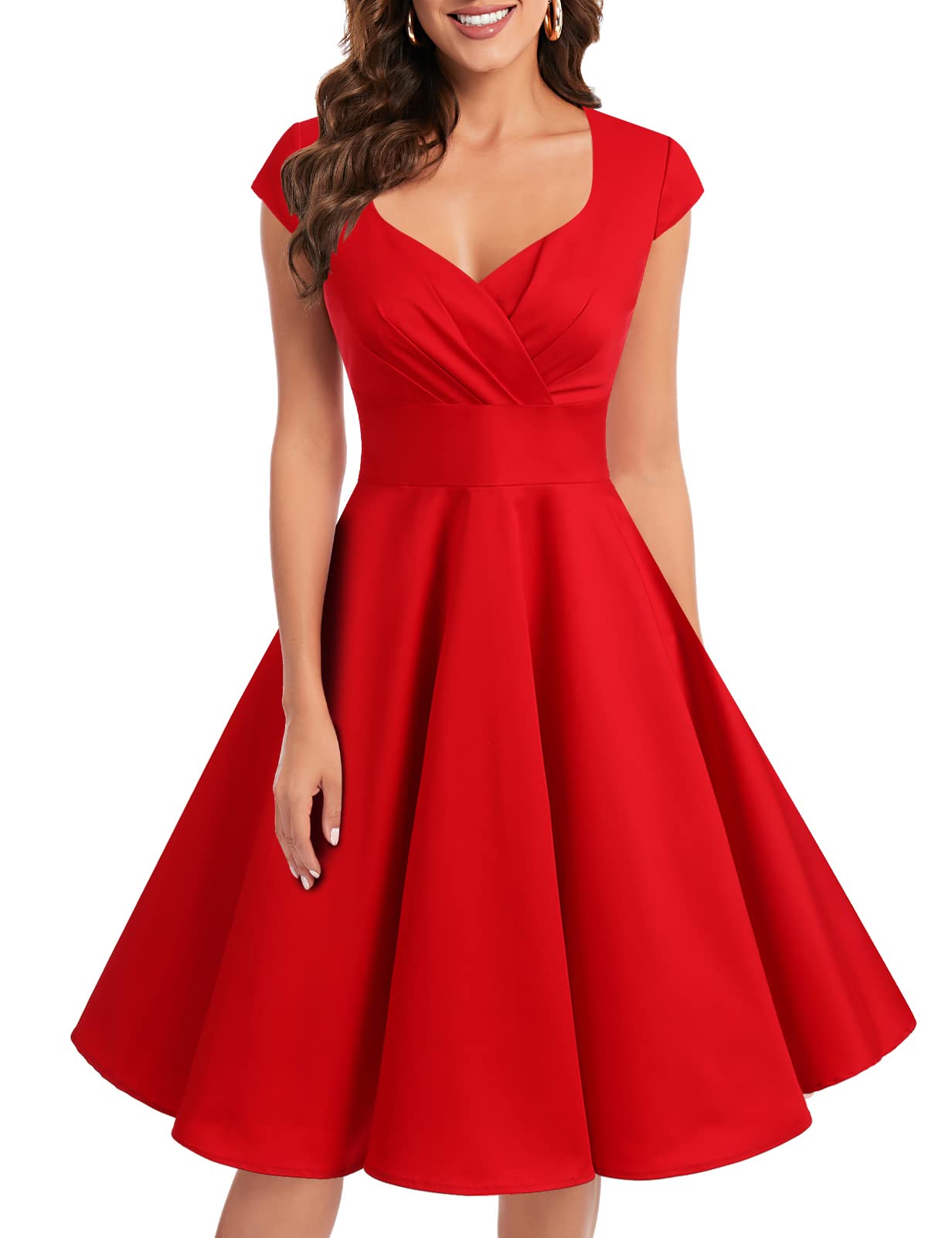 Vintage 1950s Retro Swing Dress for Women - Short Cocktail Party Dress with Flared Skirt | Perfect for Swing Dancing, Cocktail Parties & Retro-Themed Events