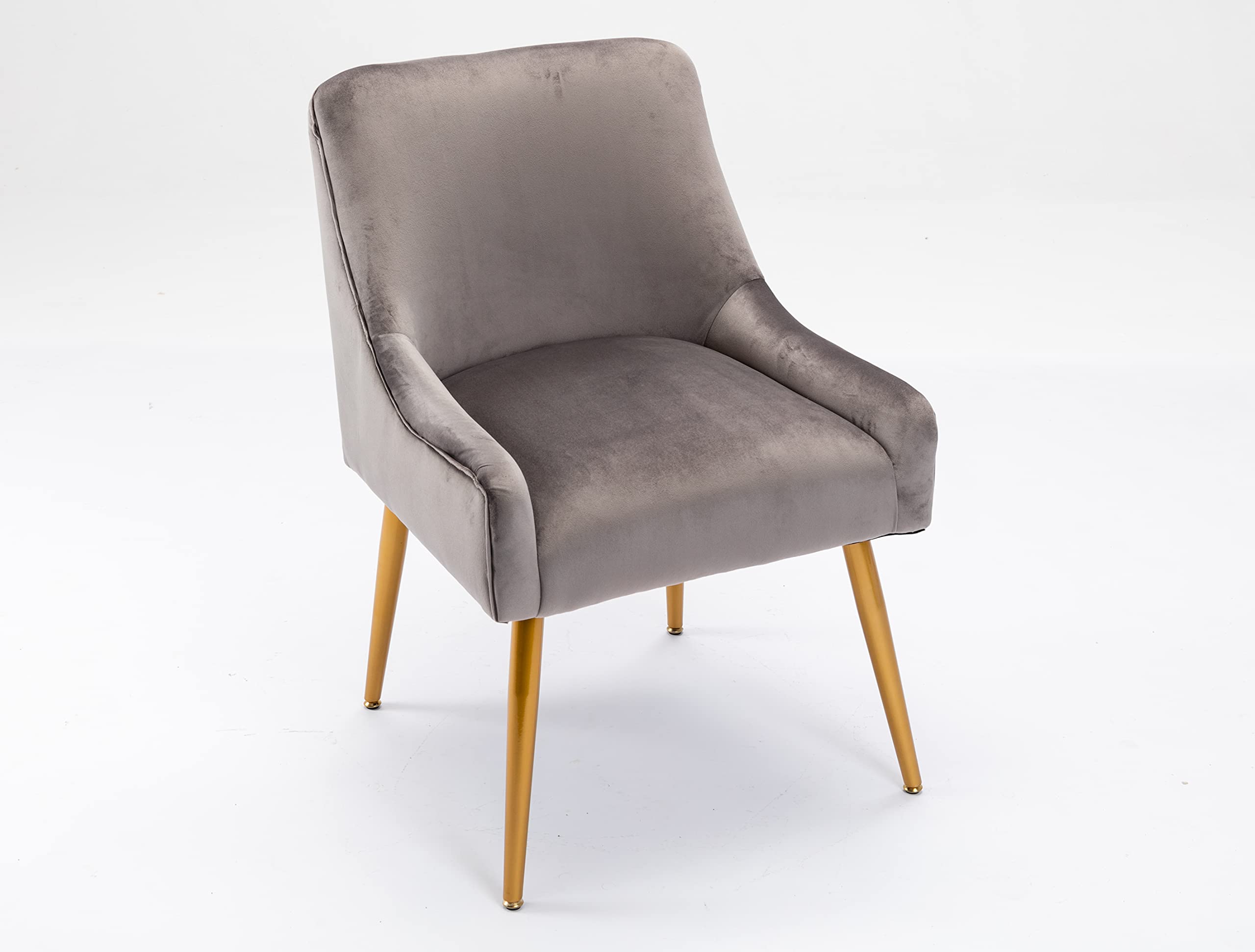 Luxury Velvet Accent Chair with Metal Legs - Modern Upholstered Armchair for Living Room, Bedroom, Office & Dining - Soft Grey Velvet Lounge Chair for Relaxing, Reading & Home Decor