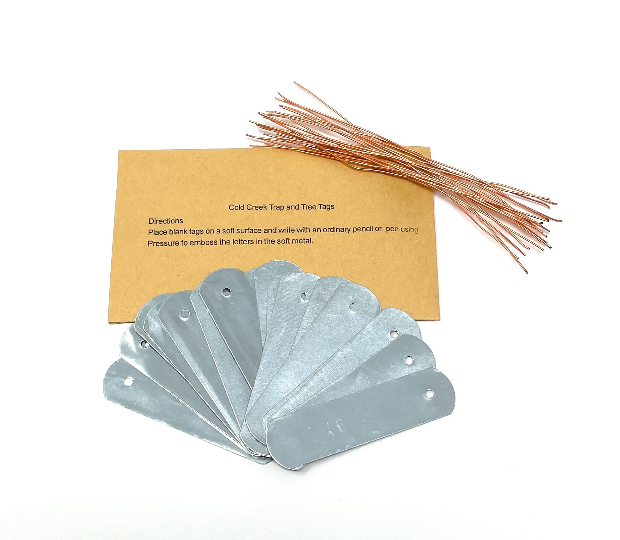 25 Pack Cold Creek Trap Tags - Zinc Plant Labels & Garden Markers, Writeable & Embossable Metal Tags for Outdoor Gardening, Seed Starting, and Plant Identification