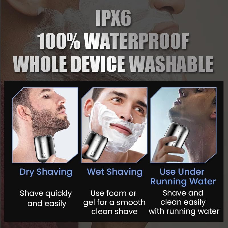 Upgraded Mini Dual-Head Electric Shaver - USB Rechargeable, Waterproof, Compact Travel Razor for Men - Perfect for Home, Office, Car & Business Trips (Gray) | Portable Grooming for Beards & Stubble on the Go