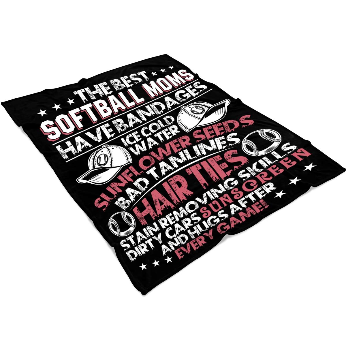 Best Softball Mom Fleece Throw Blanket - Ultra Soft Luxury Blanket for Women (60