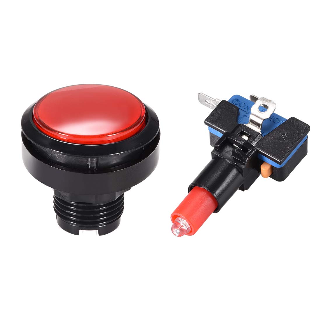 46mm Round 12V LED Illuminated Arcade Push Button Switch with Micro Switch - Red (5 Pack) for Video Games, DIY Cocktail Cabinets & Home Arcade Setup