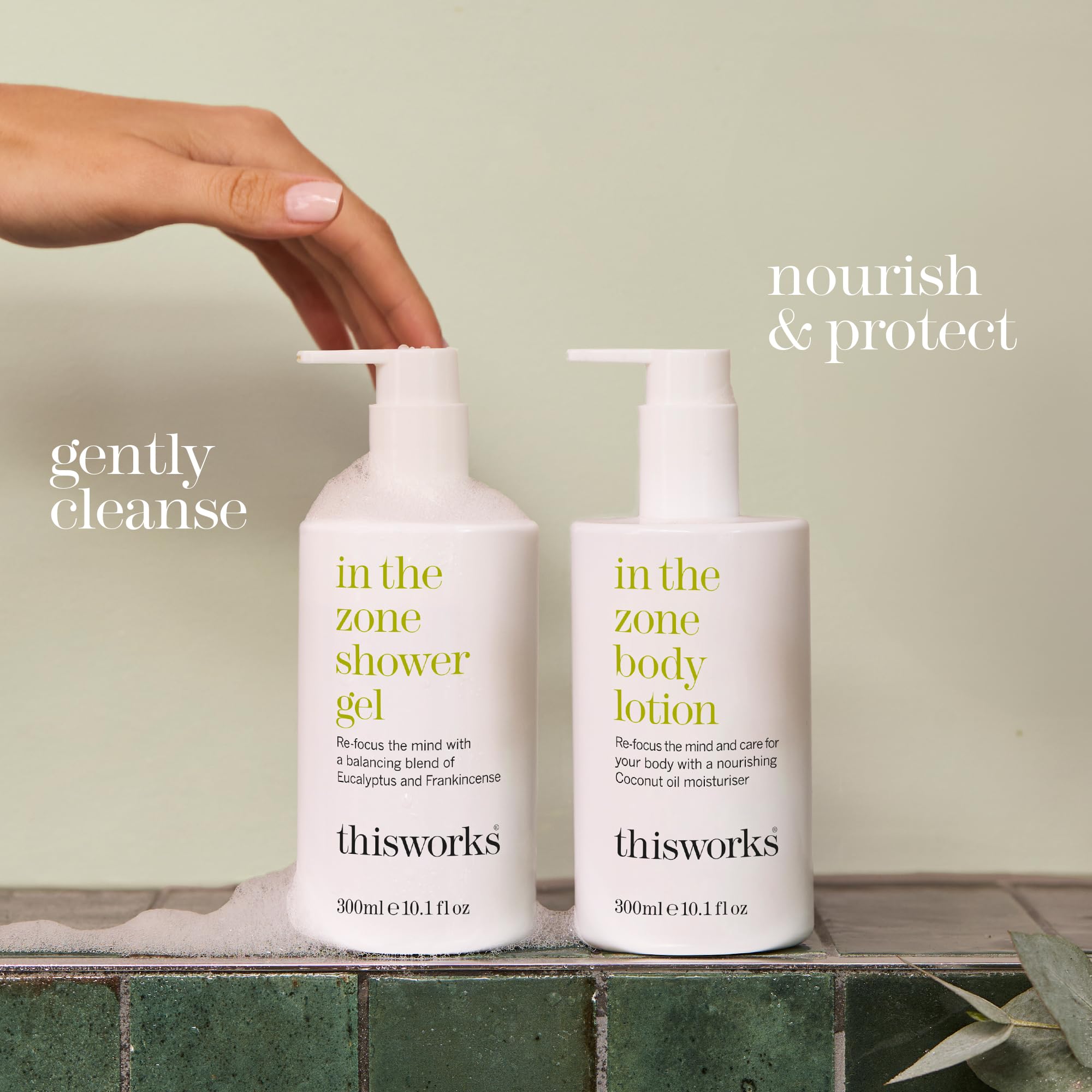 This Works In The Zone Shower Gel - Refreshing Eucalyptus & Frankincense Body Wash for Cleansing, Soothing & Revitalizing Skin | Aromatherapy Formula, 10.1 oz / 300ml | Perfect for Morning Refreshment & Post-Workout Relaxation