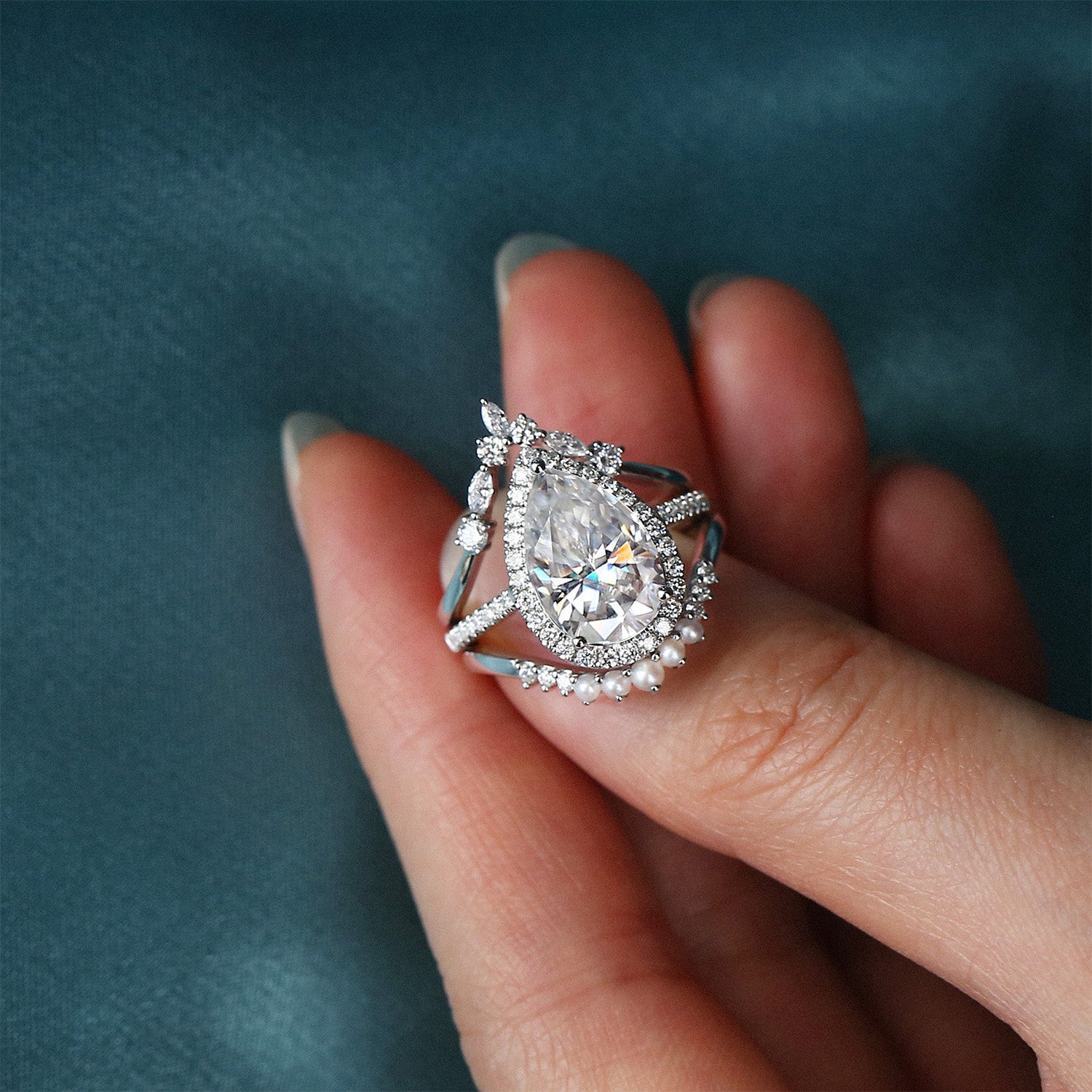4.0 Carat Moissanite Engagement Ring Set - 3 Piece Bridal Wedding Band Collection for Women - Perfect for Proposals, Anniversaries & Special Occasions