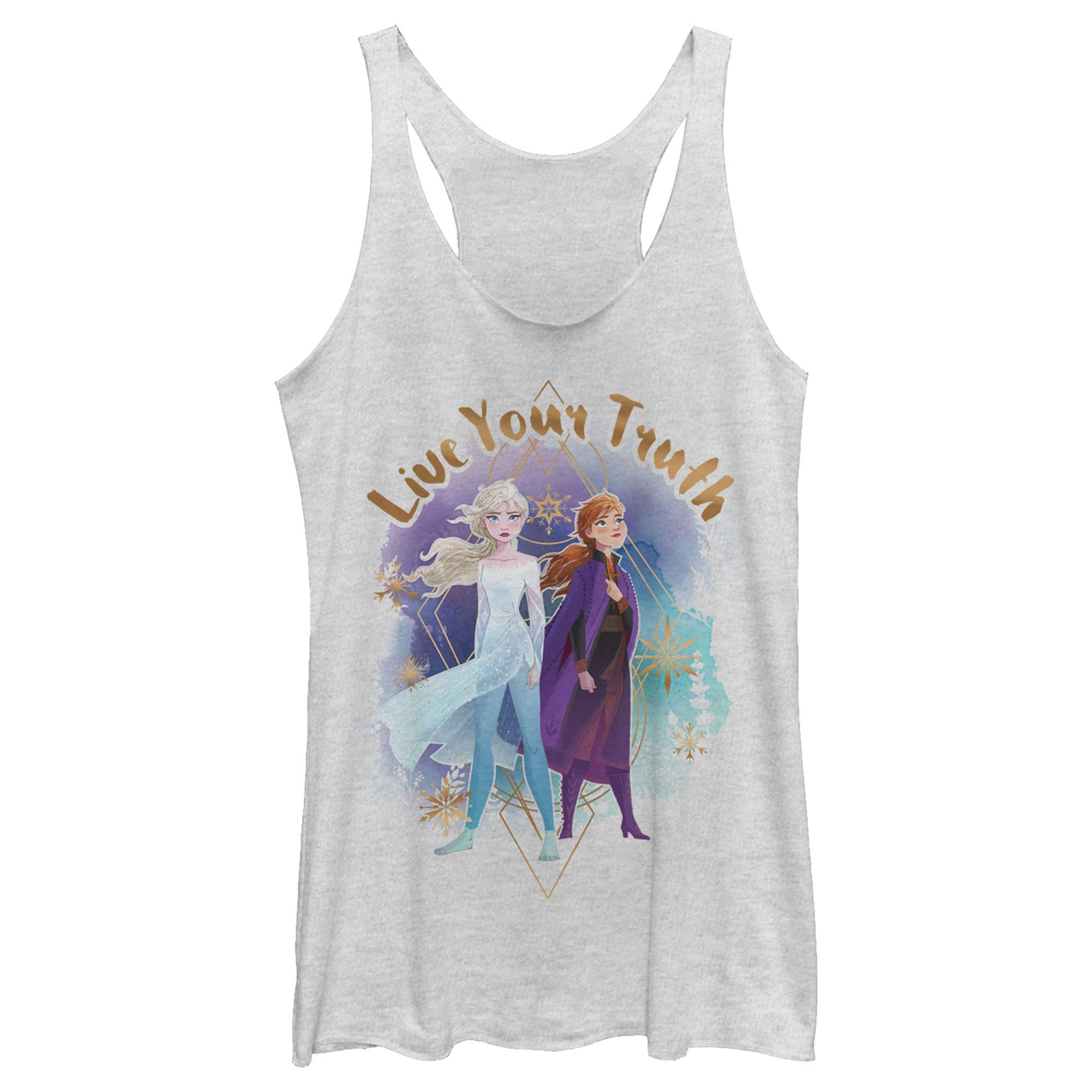 Fifth Sun Women's Frozen 2 Truth Sisters Tri-Blend Racerback Layering Tank Top - Soft Breathable Disney Princess Tee for Casual Wear, Workout & Summer Outfits