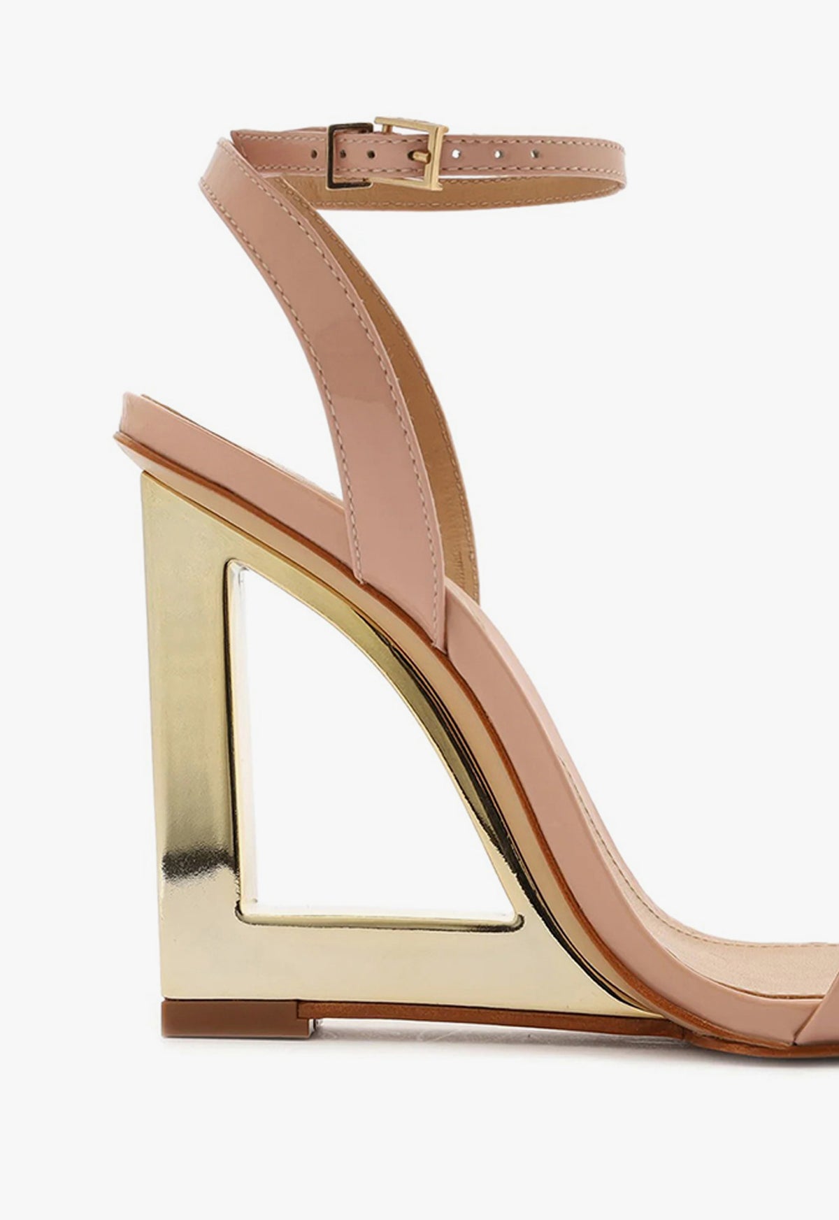 Filipa Patent Leather Sandals with 3.9-Inch High Heel - Women's Beige Dressy Open-Toe Shoes for Weddings, Parties & Evening Events