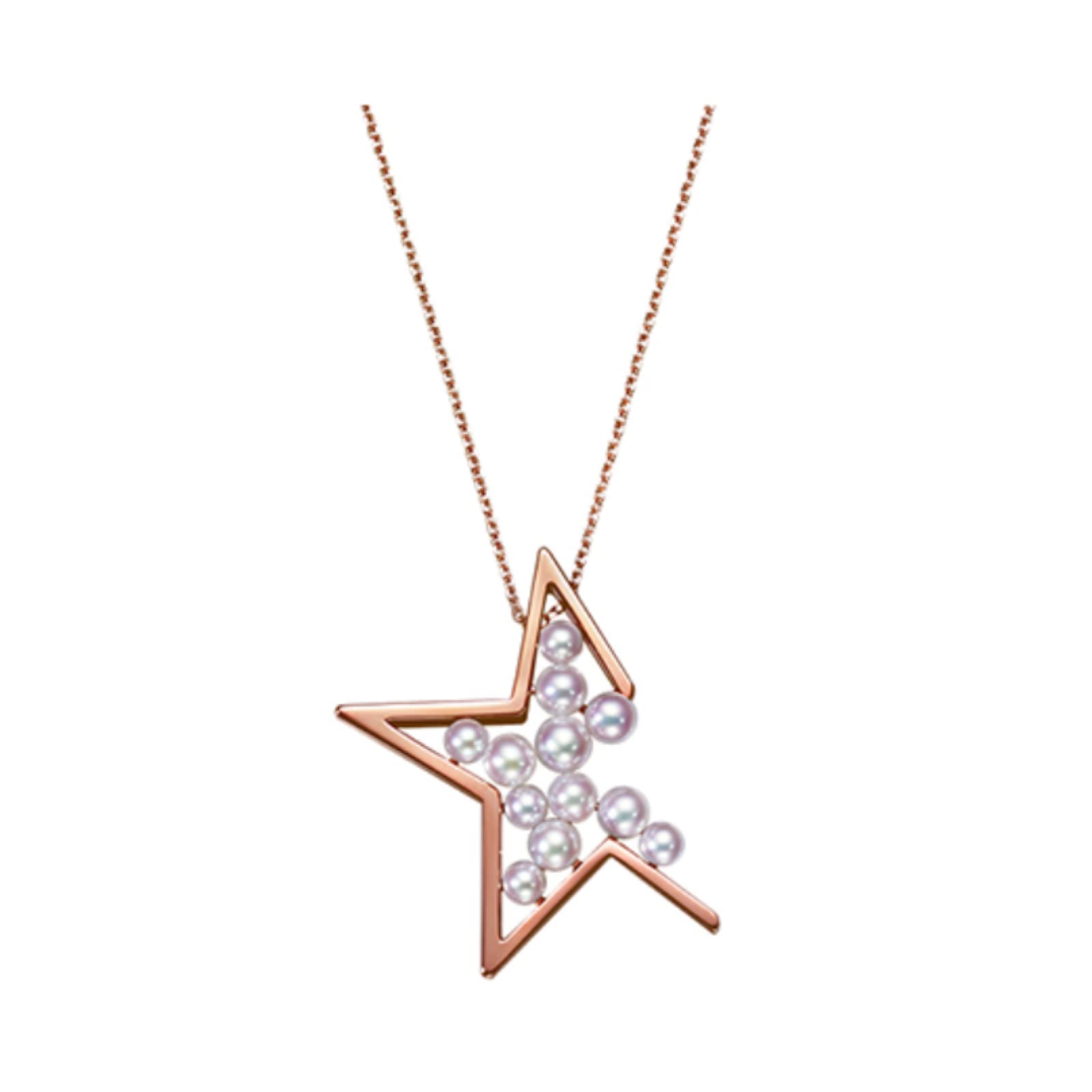 Rose Gold Pearl and Star Pendant Necklace with Stud Earrings - Elegant Jewelry Set for Women, Perfect Gift for Girls (Wedding, Party, Date Night)