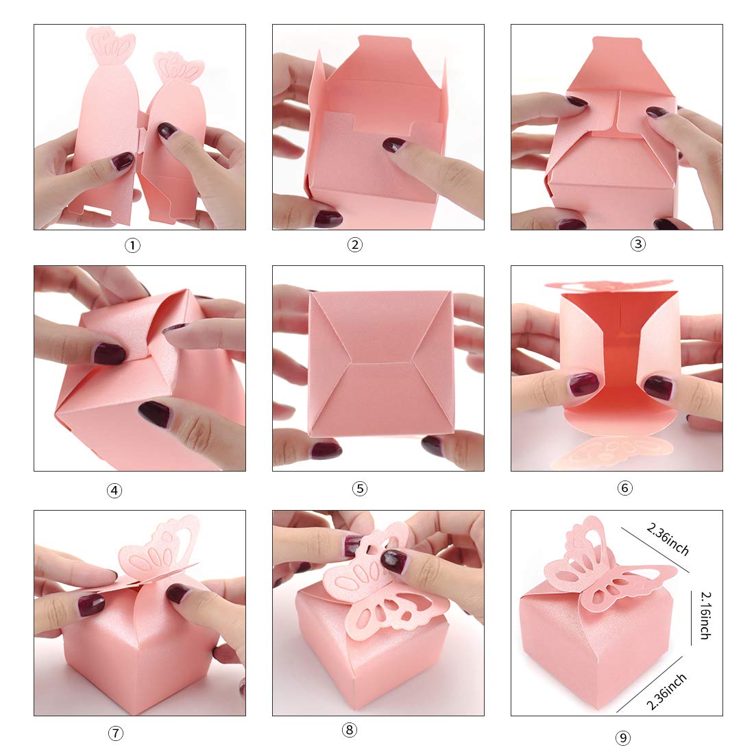 Yellow Butterfly Wedding Favor Boxes - 50pcs for Baby Shower & Party Decor
