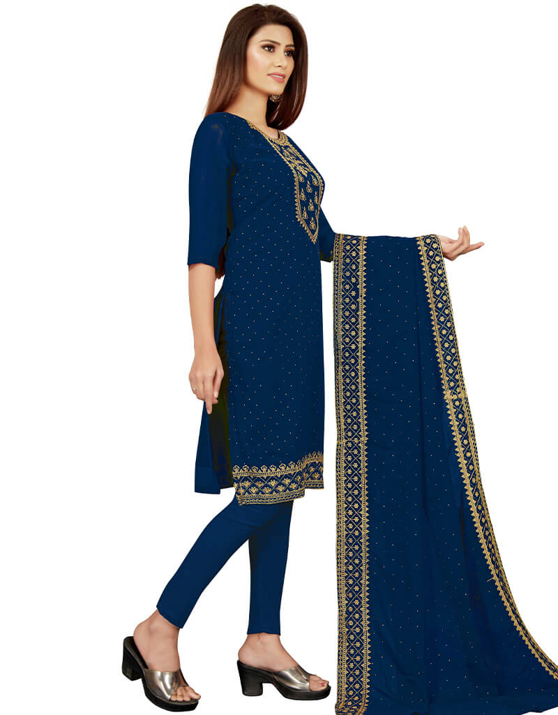 Elegant Blue Georgette Salwar Suit for Women - Traditional Indian Ethnic Wear for Weddings, Festivals & Special Occasions